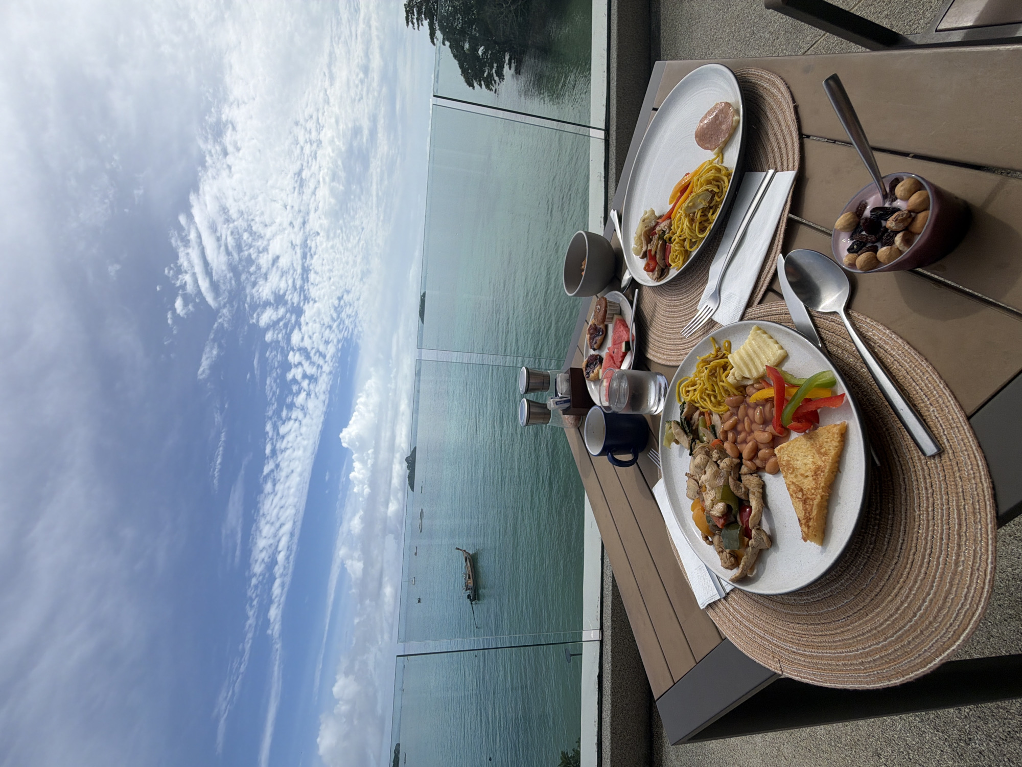 Balcony breakfast and sea views at an Ao Nang resort
