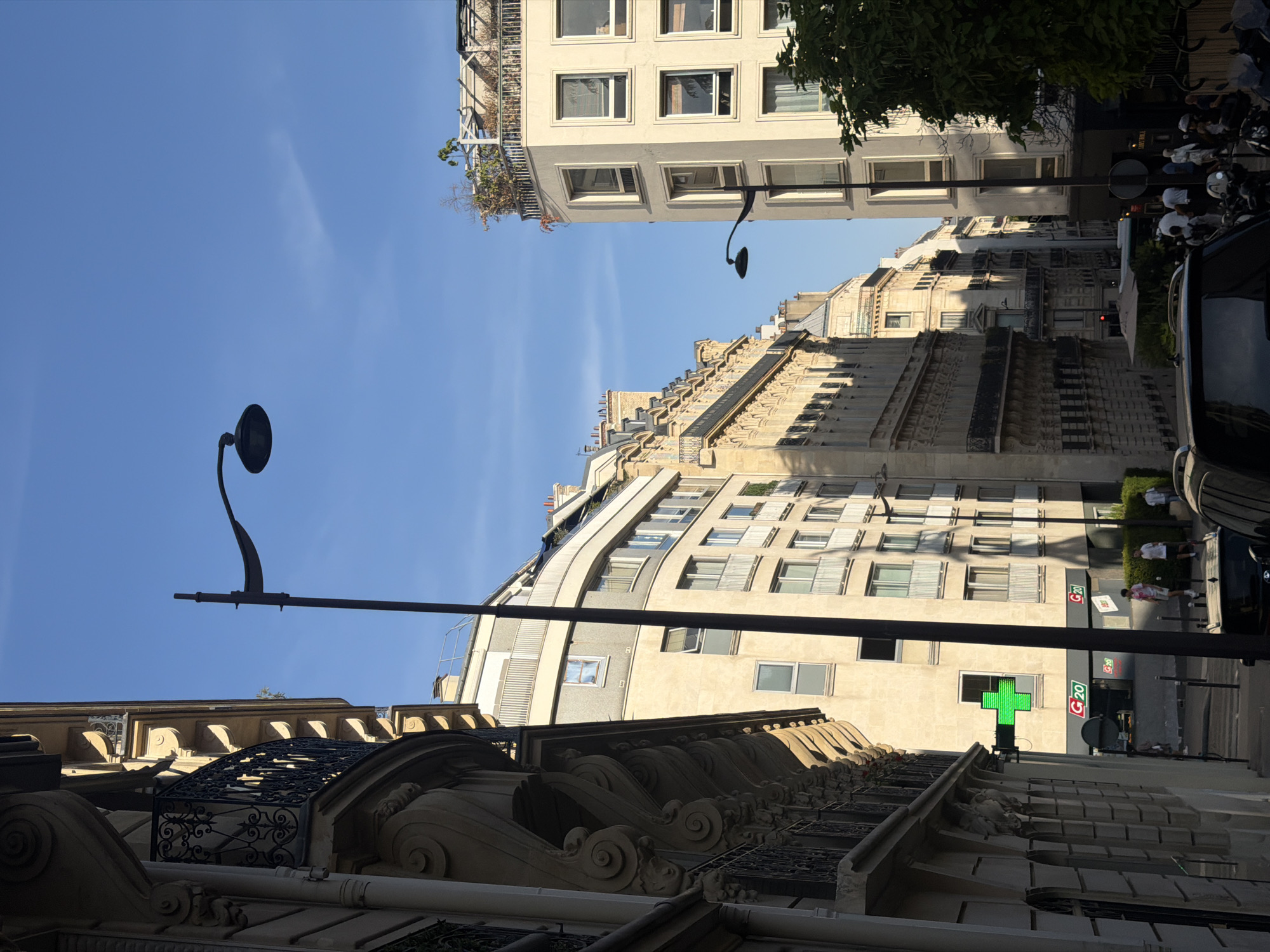 Parisian streets, stone facades, and a sidewalk cafe on a summer afternoon