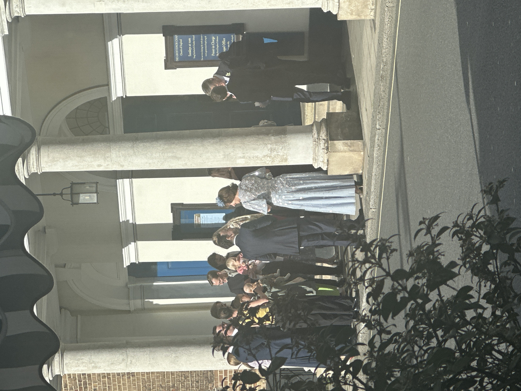 Group gathers at Grosvenor Chapel steps in London