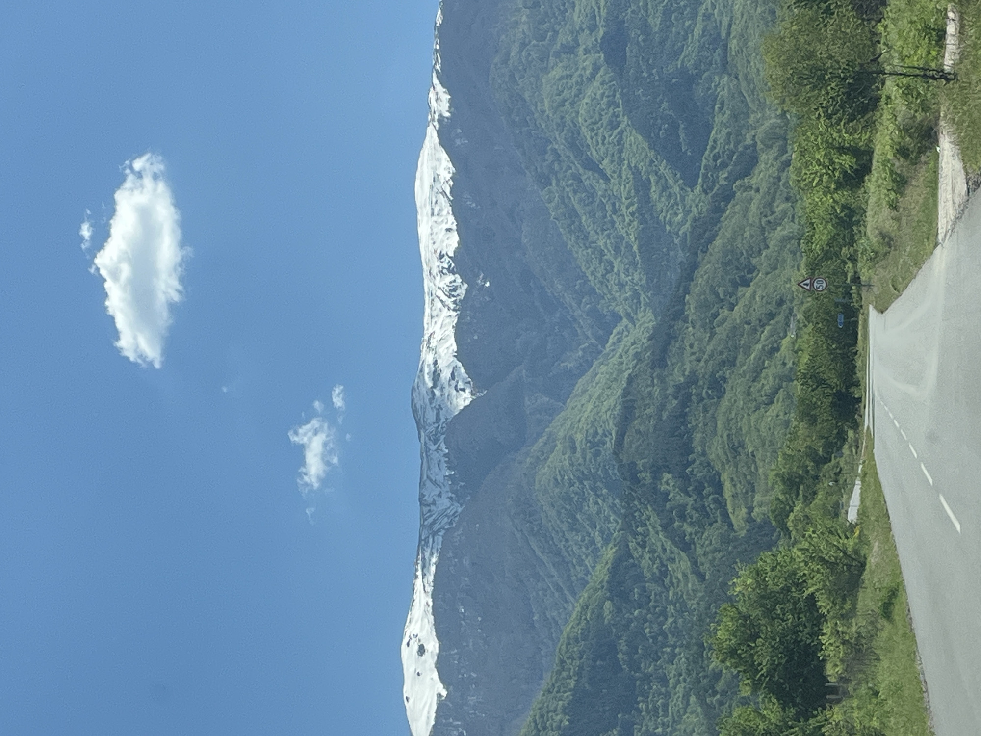 Snow-covered Rhodope mountain observed near Kolarovo, Bulgaria