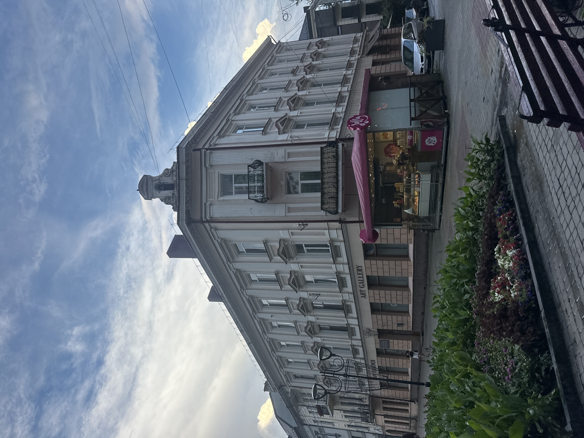 Ternopil's historic city center on a rainy summer afternoon
