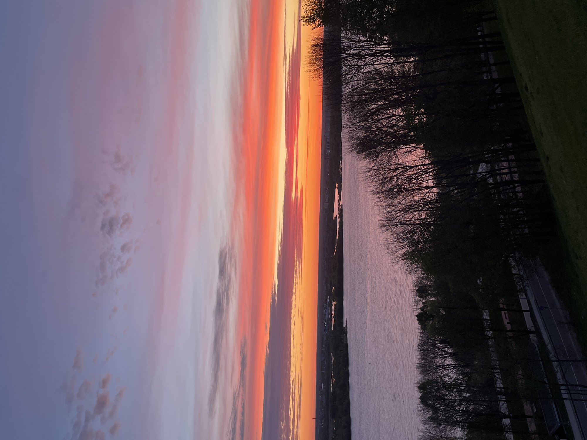 Colorful sunset observed over Volga River in Nizhny Novgorod
