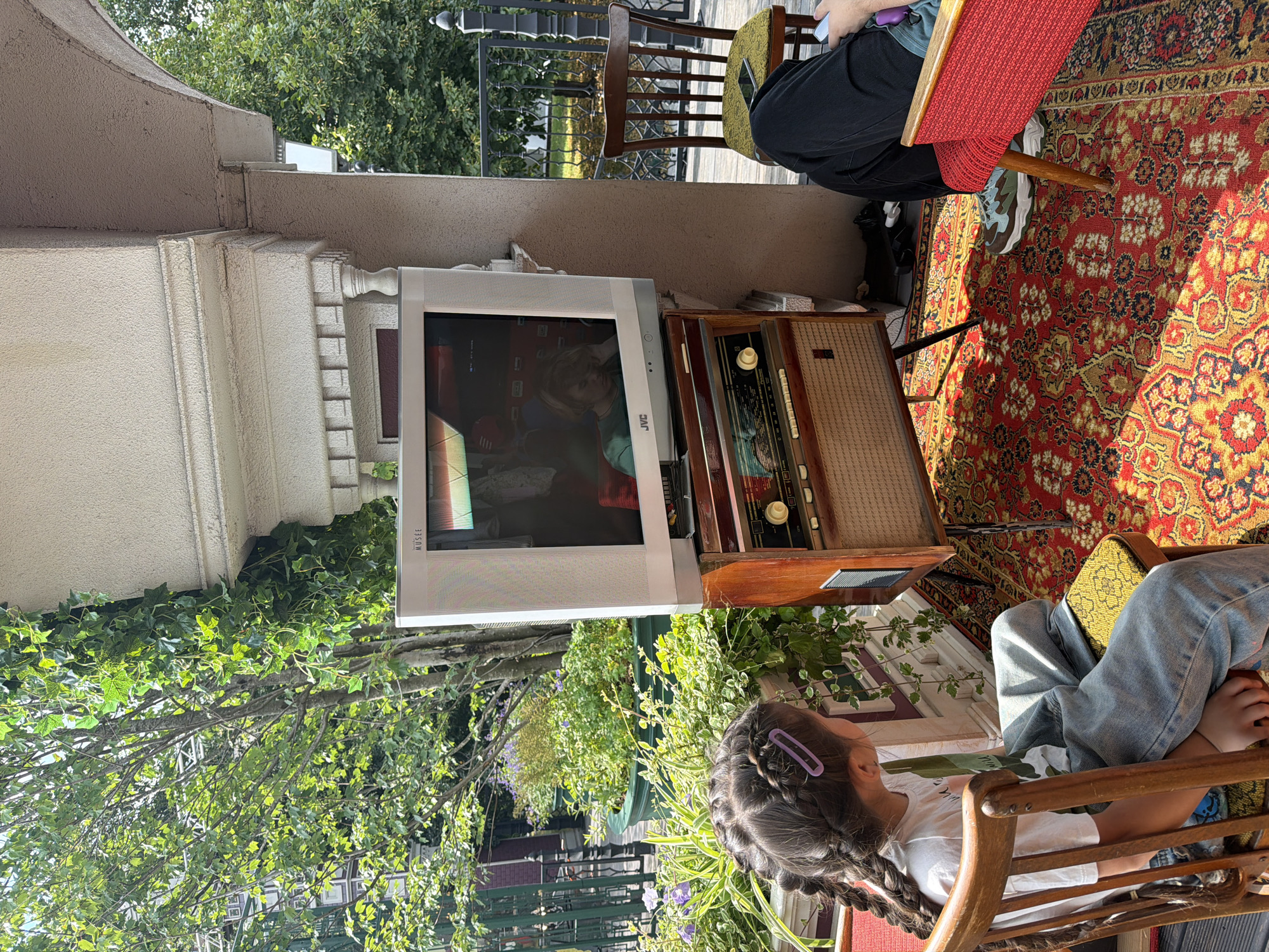 Summer street market and retro displays at a Moscow outdoor festival