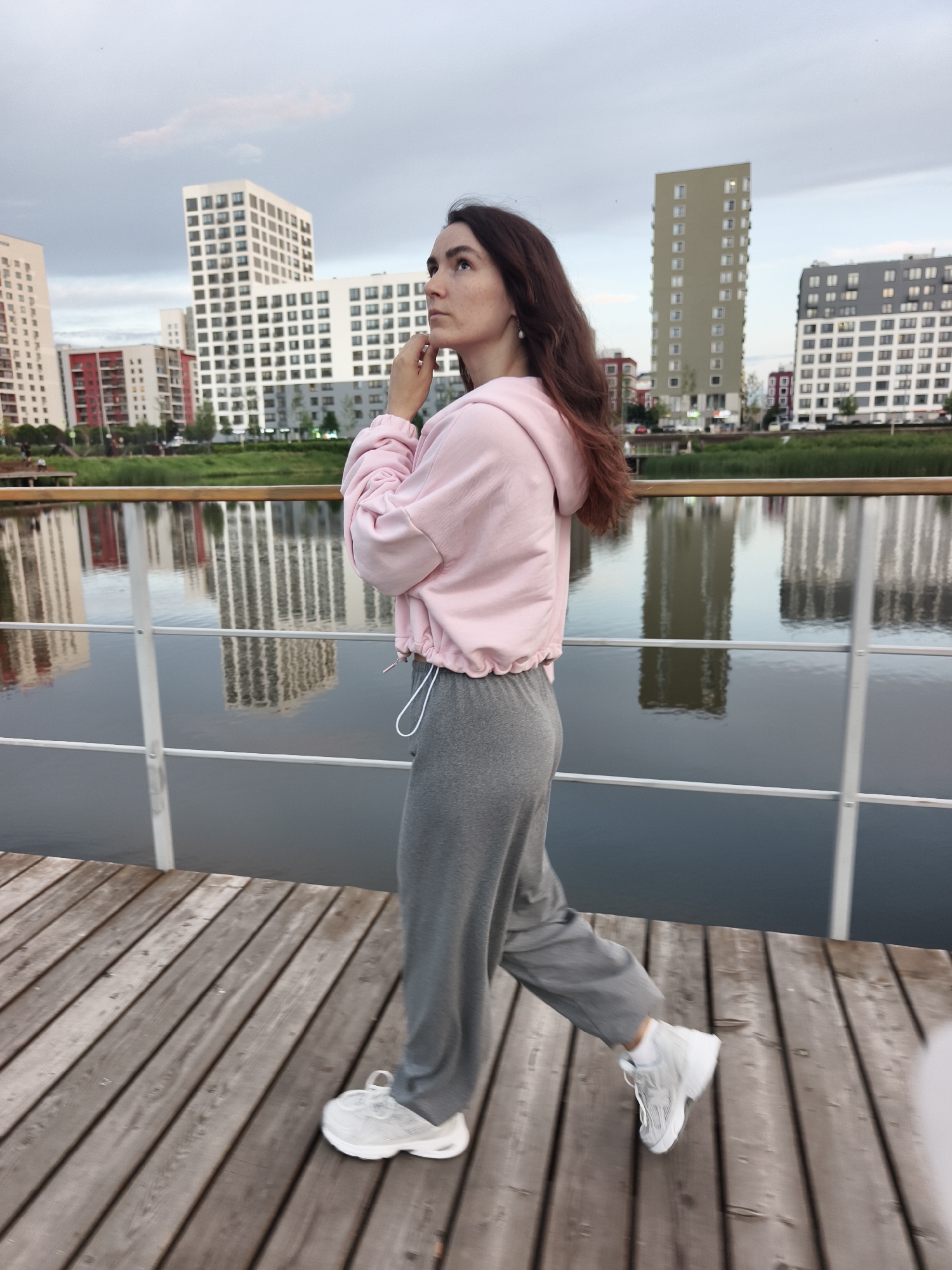 Boardwalk stroll by the water in Tyumen