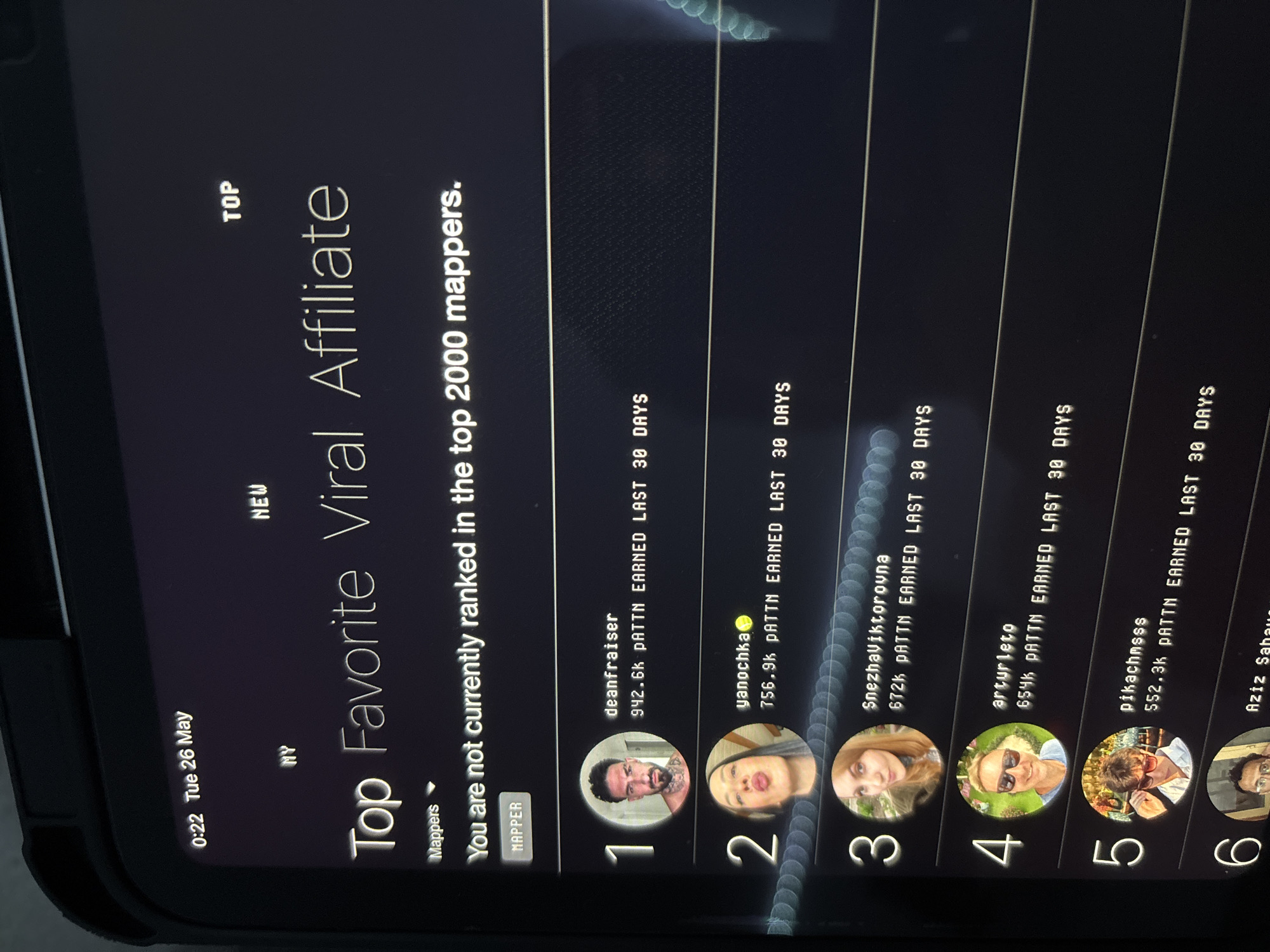 Mobile affiliate leaderboard screen captured in Bulgarian town