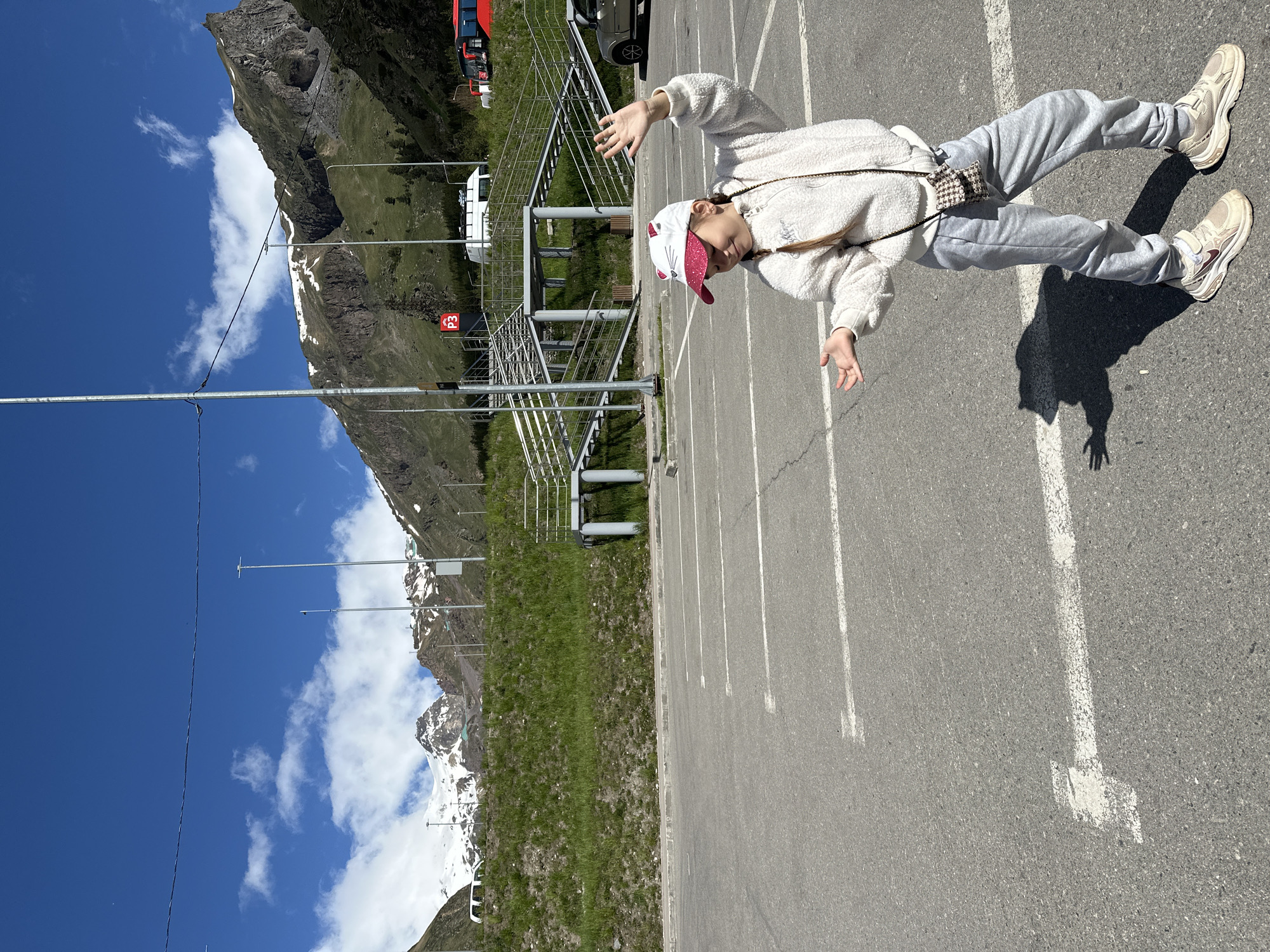 Mountain parking lot photo session in Terskol, Russia
