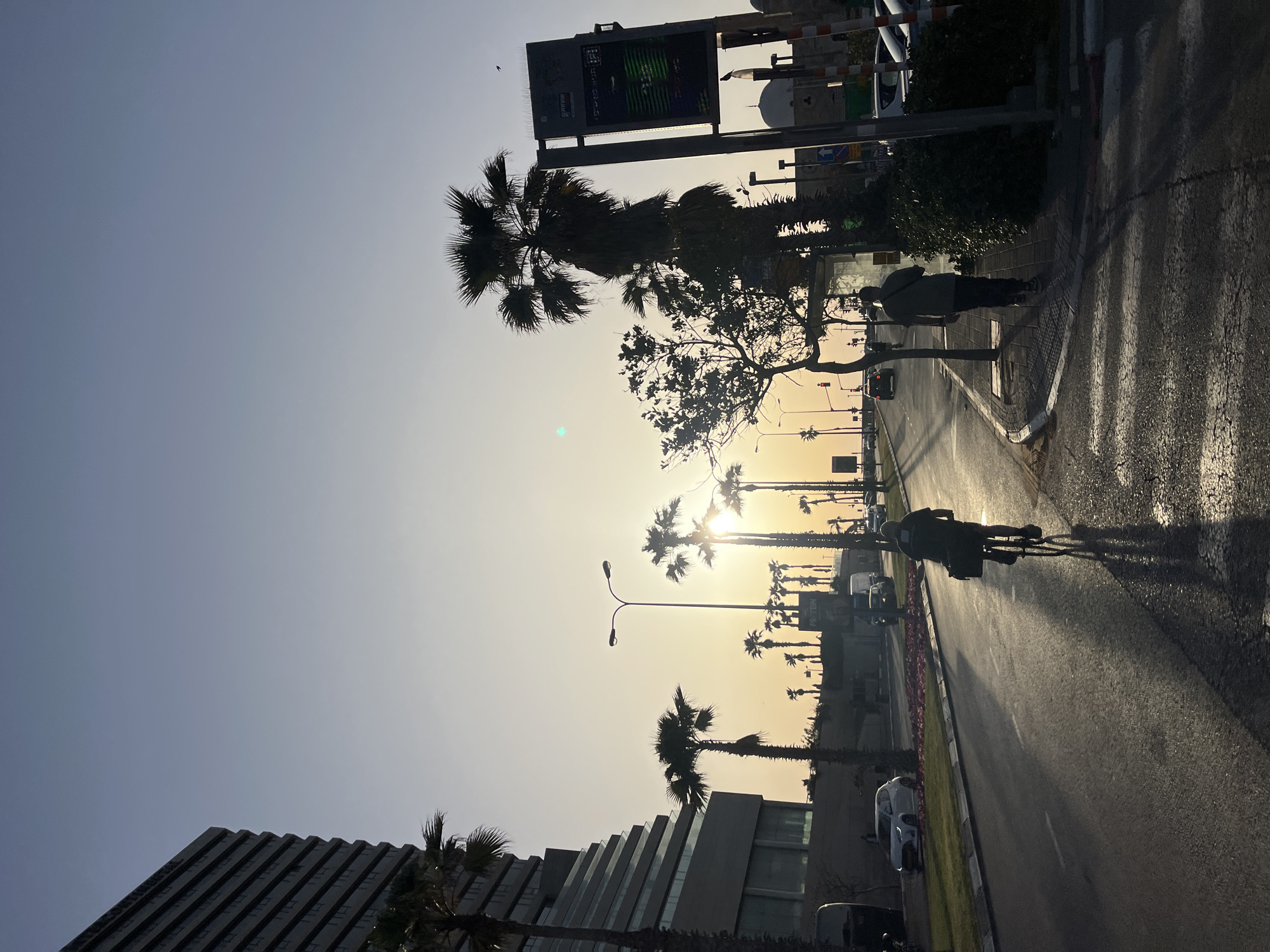Tel Aviv residents document sunset street life, aircraft overhead