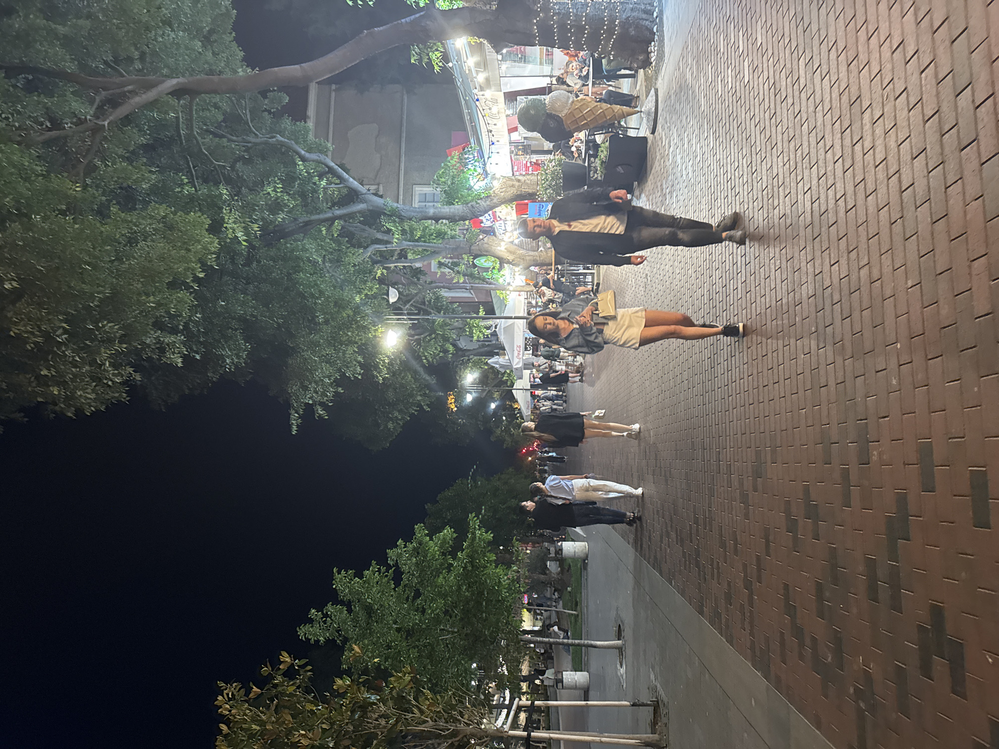 Evening stroll captured on Varna's bustling pedestrian promenade