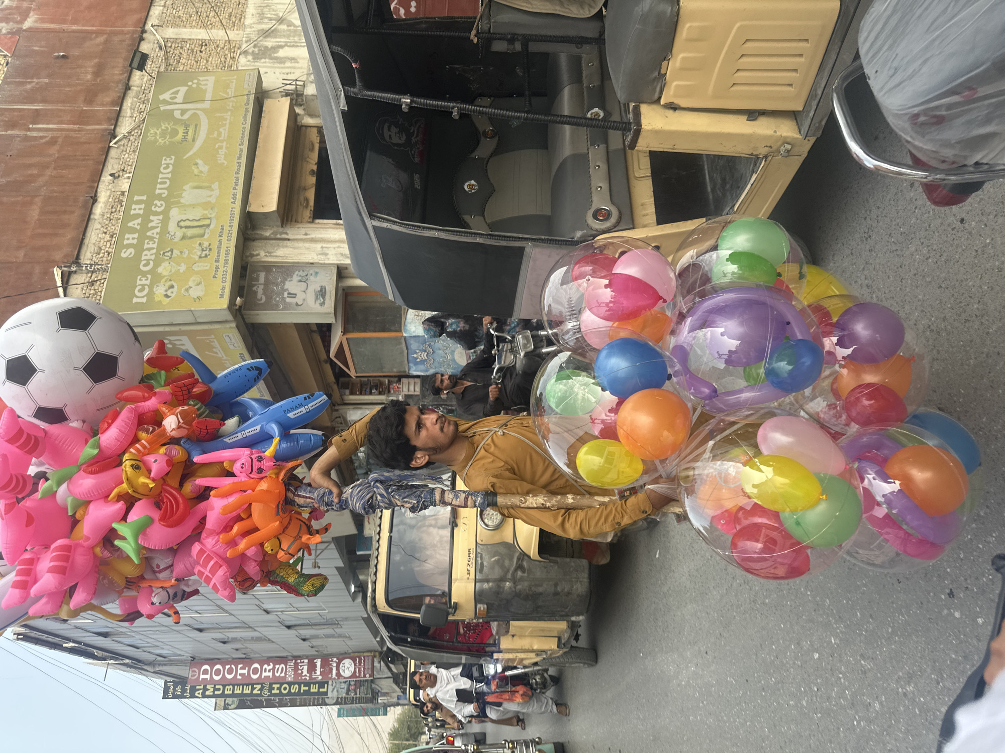 Colorful balloon vendor on the streets of Quetta