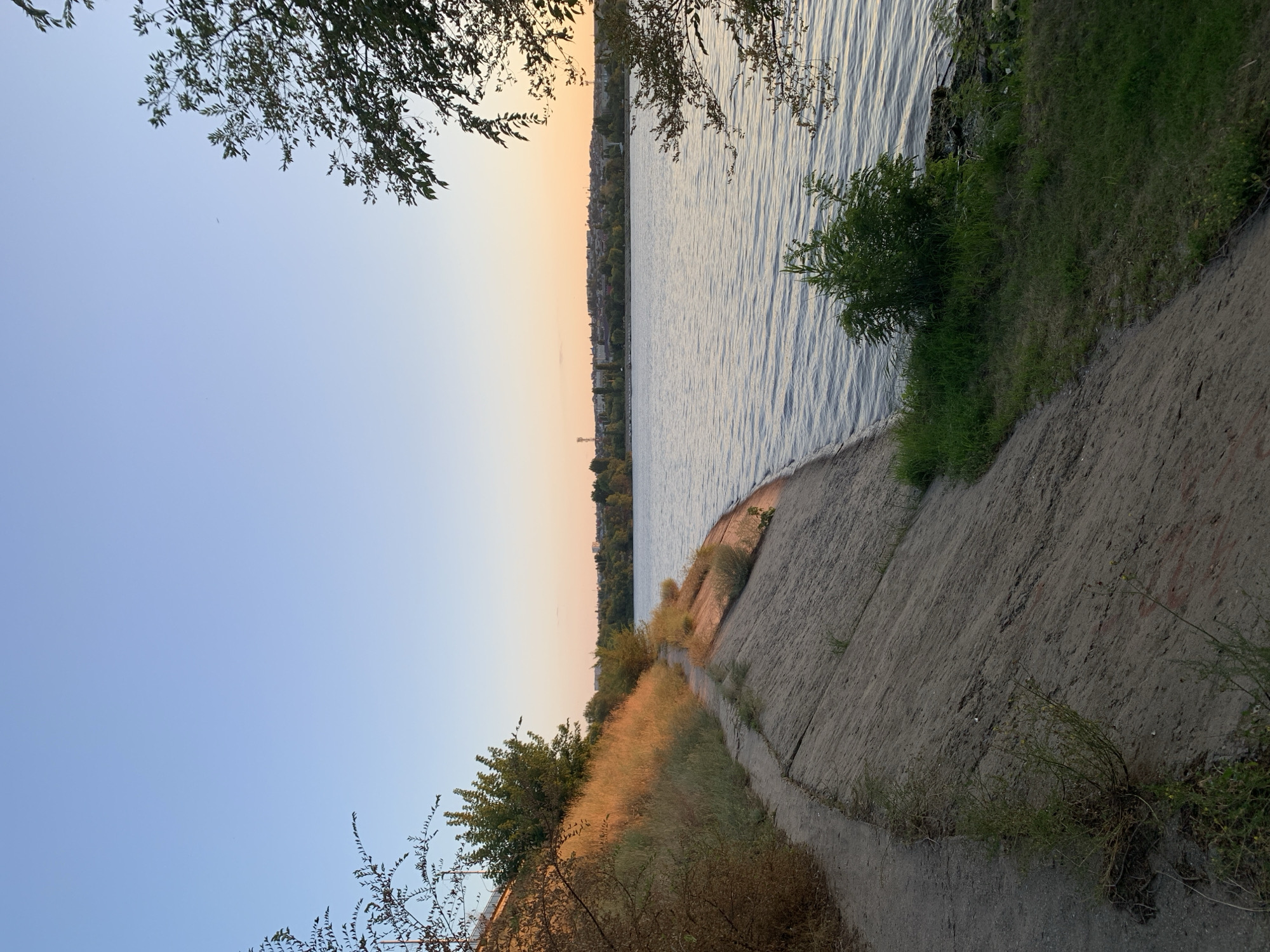 Barge traffic and golden hour on the Volga at Kamyshin
