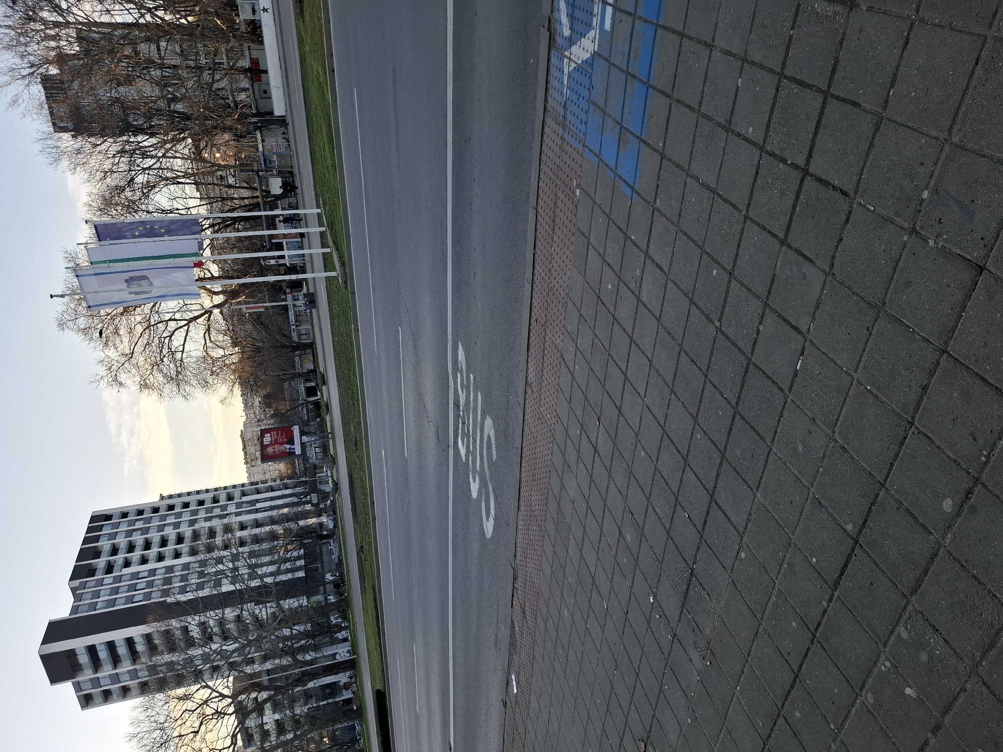 Street documentation shows bicycle lane markings in Varna, Bulgaria