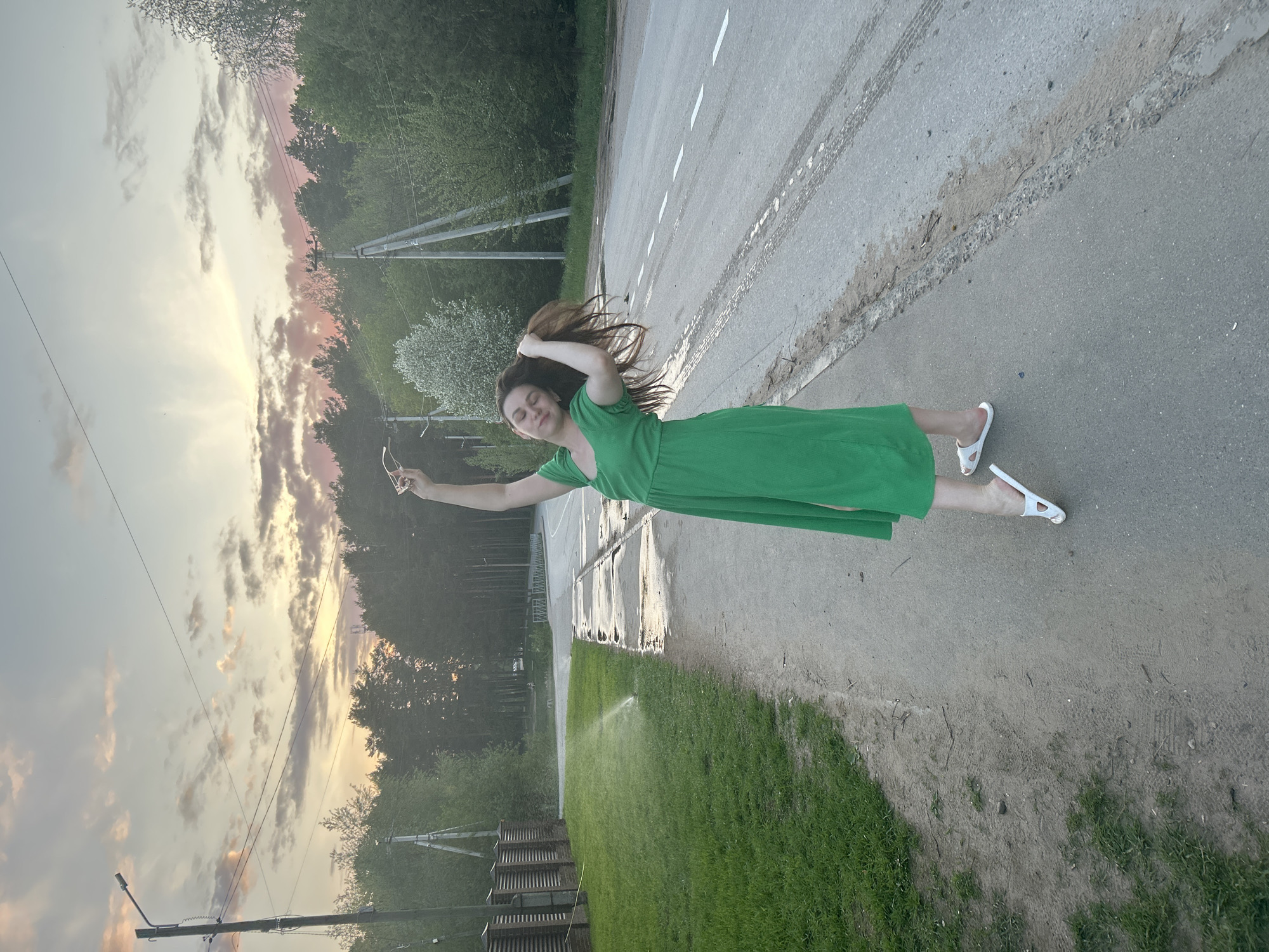Friends document casual sunset activities in Chaikovsky, Russia