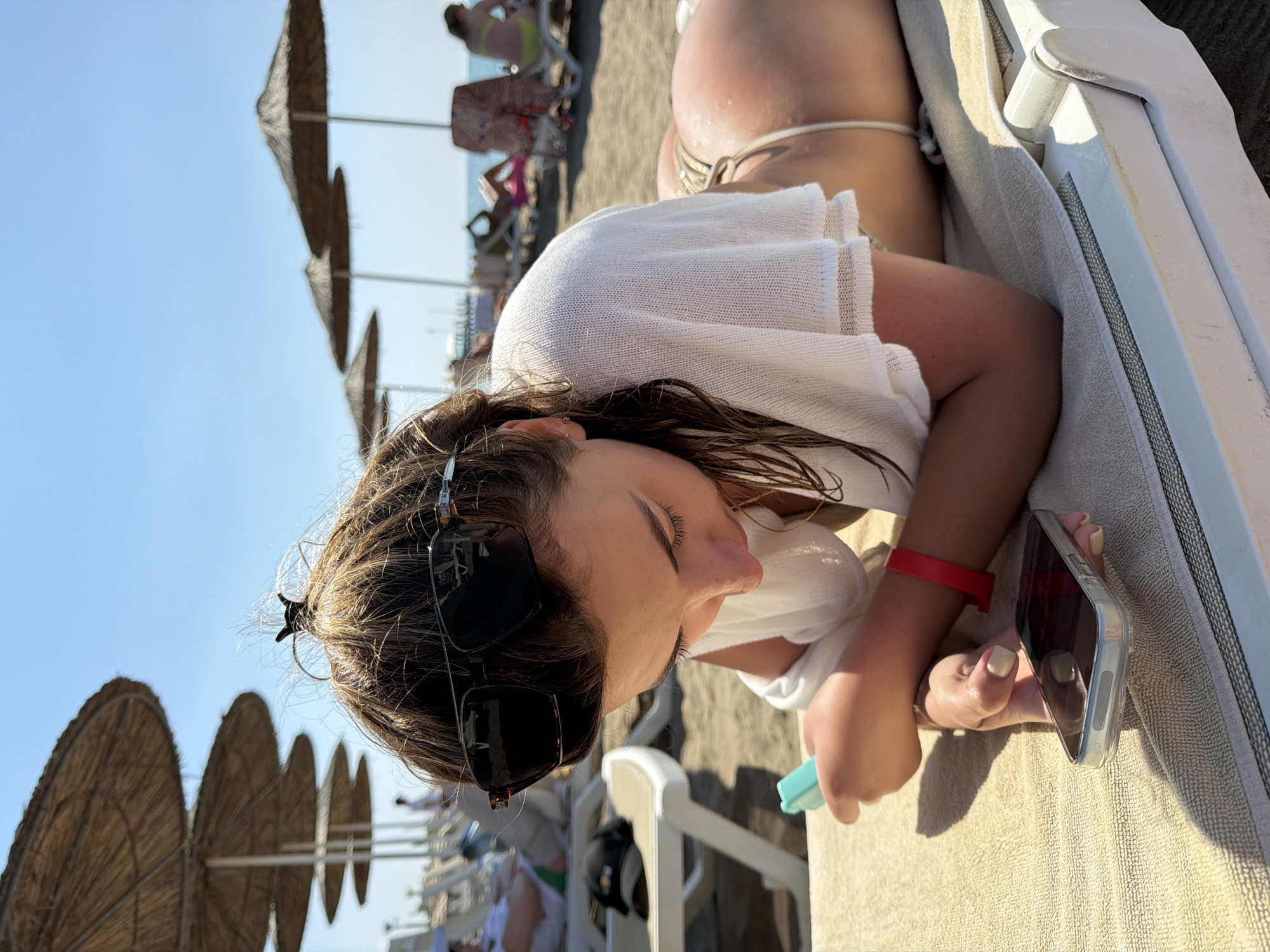 Morning beach relaxation captured in Serik, Turkey