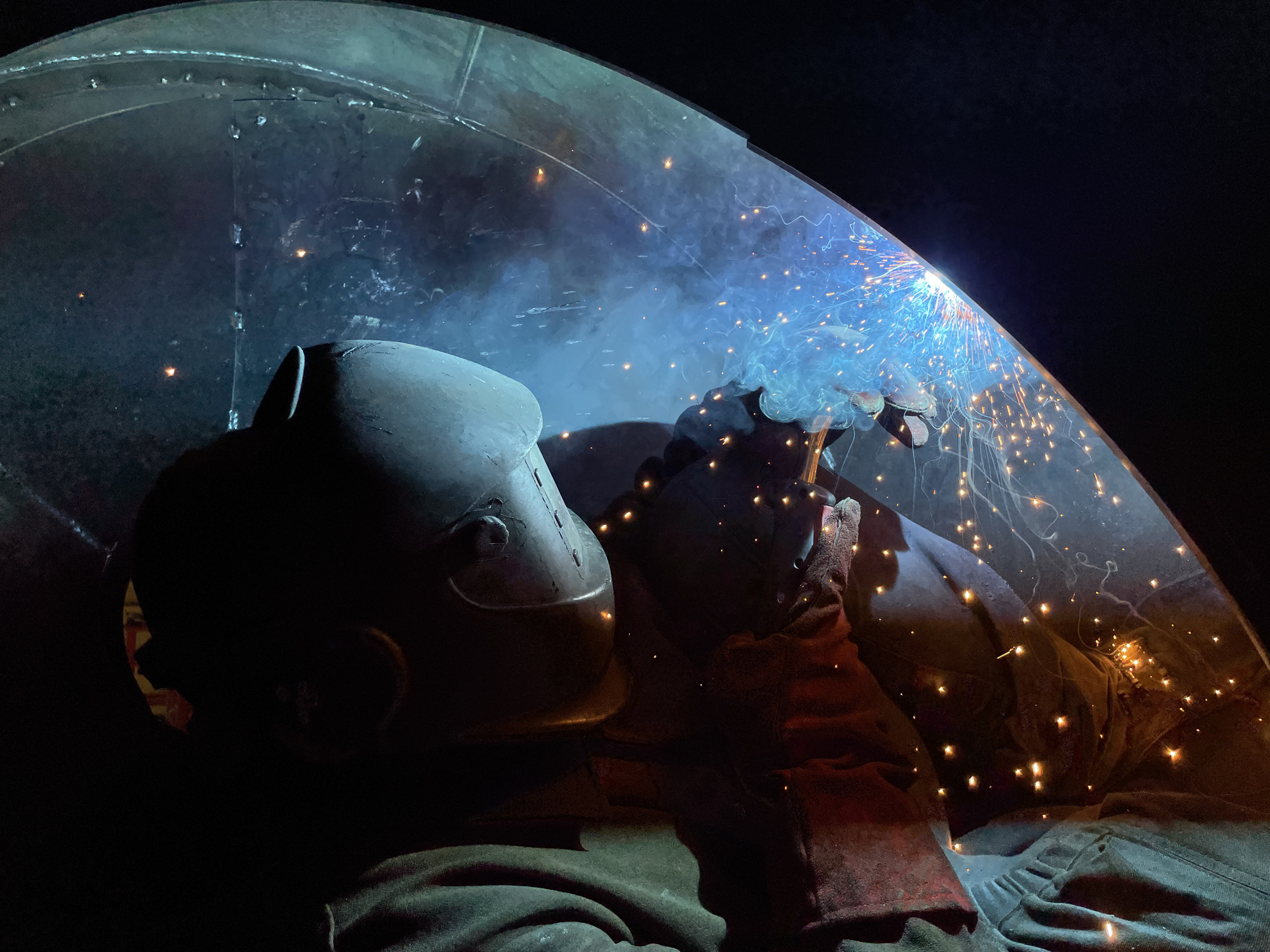 Welder conducts morning operations in Čeluga, Montenegro