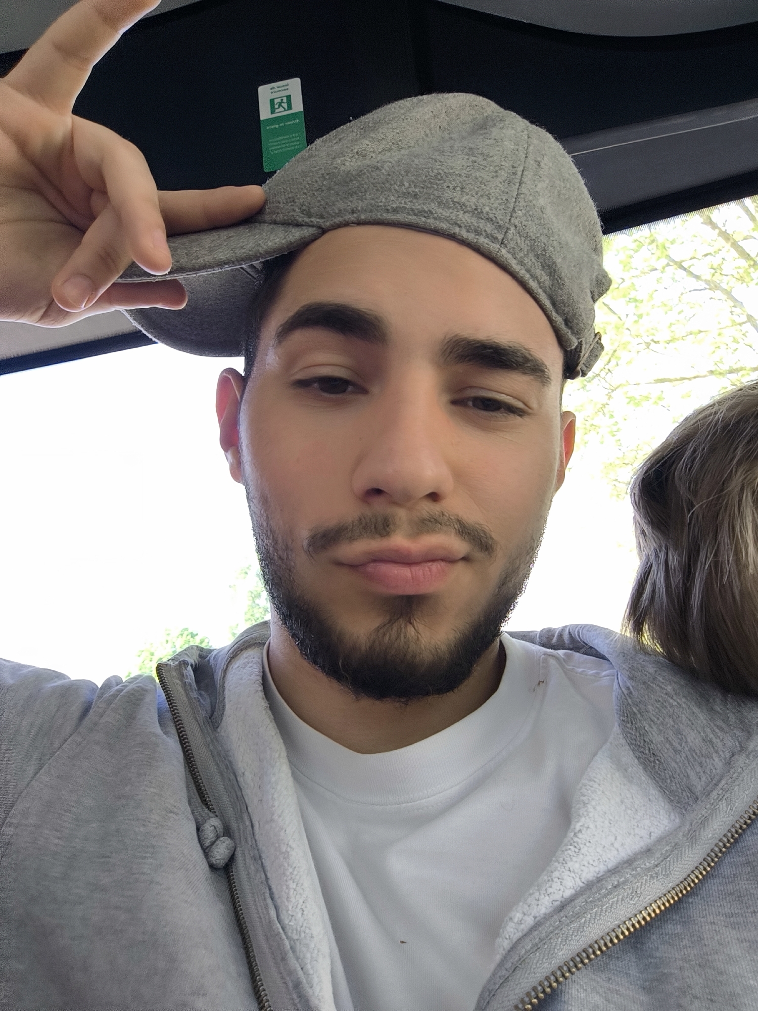 Man takes selfies on public transport in Strasbourg