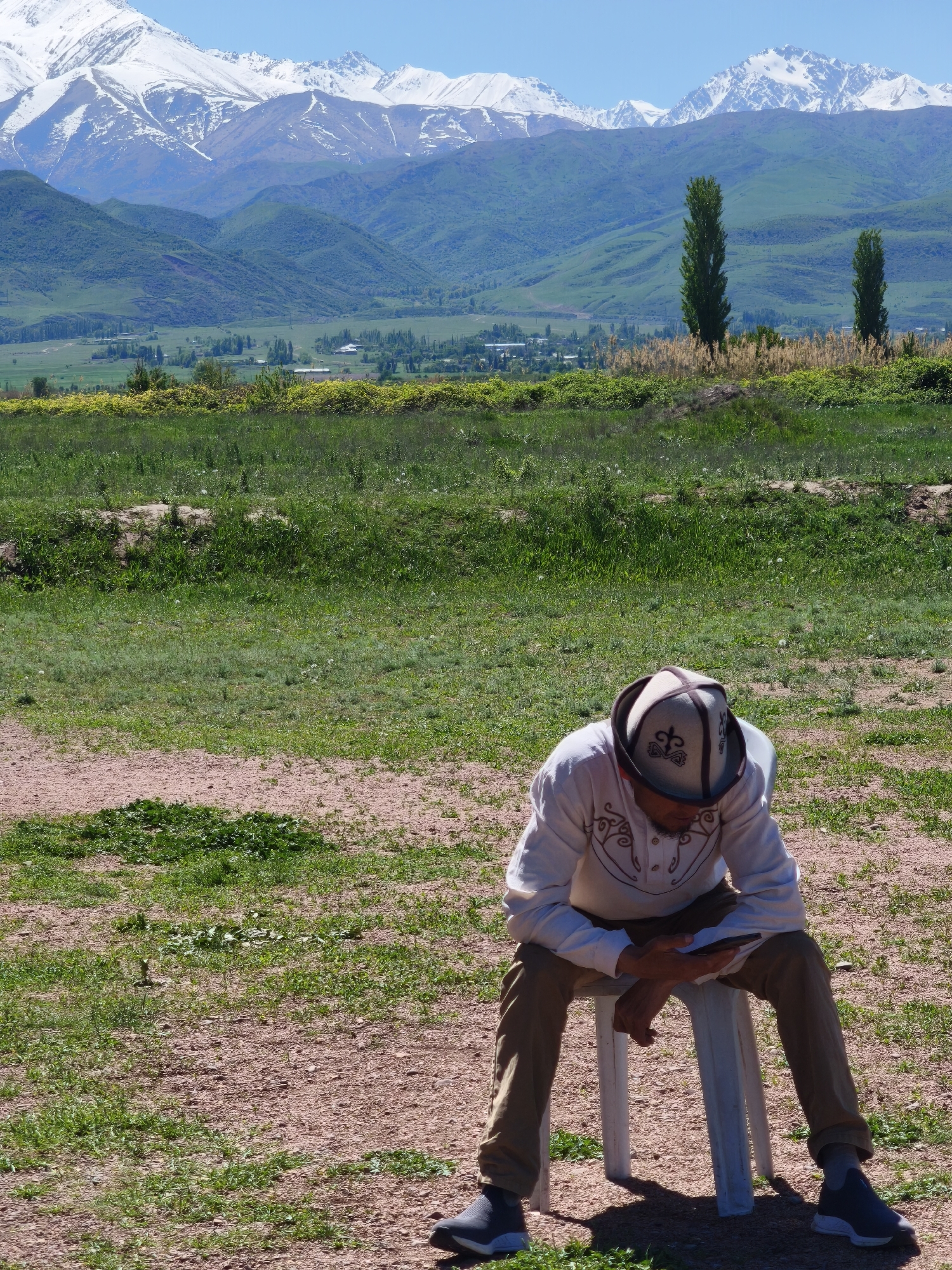Tourist activity documented at historic Burana Tower site in Kyrgyzstan