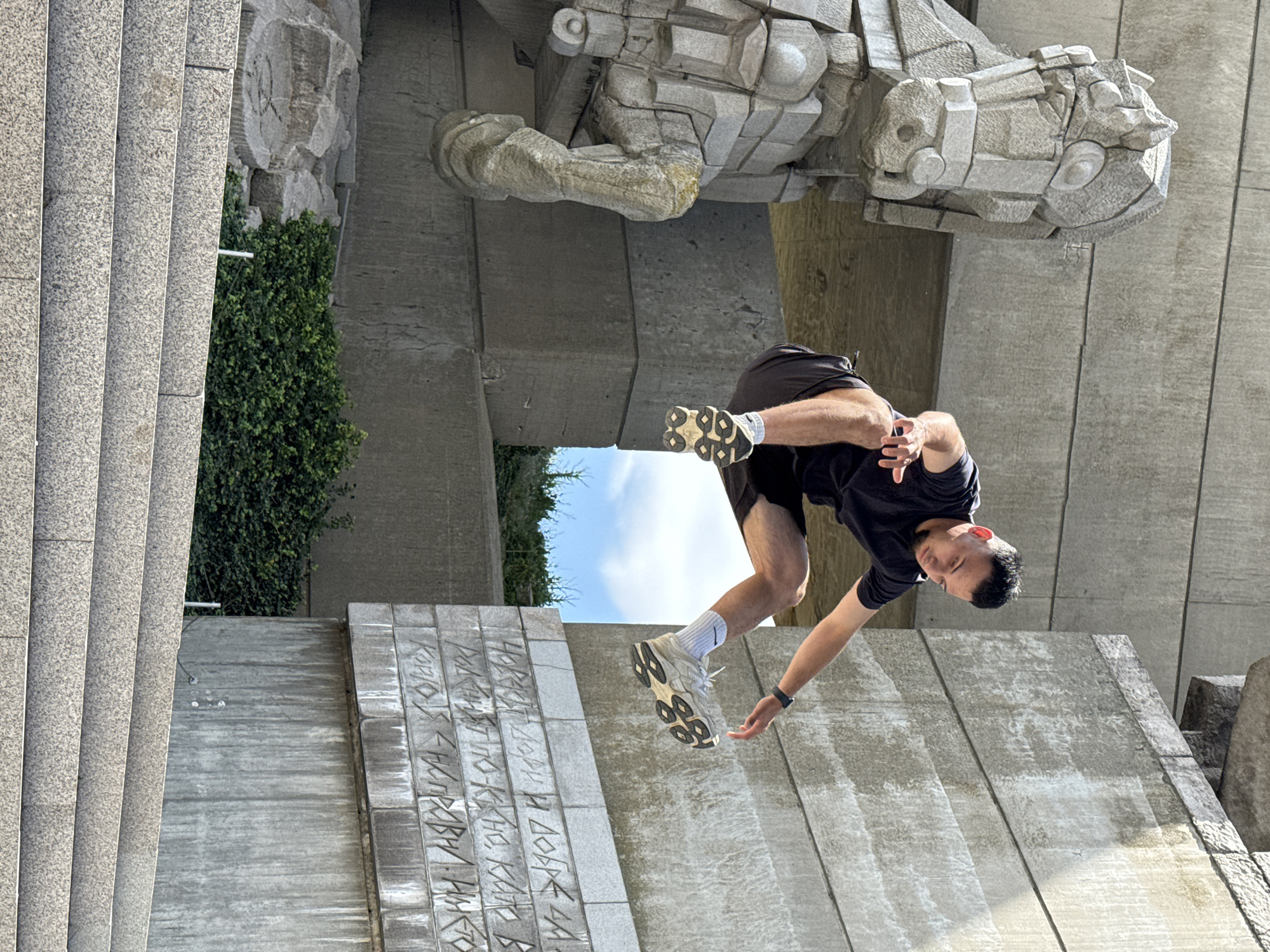 Acrobatics at Shumen's Monument to the Founders of the Bulgarian State