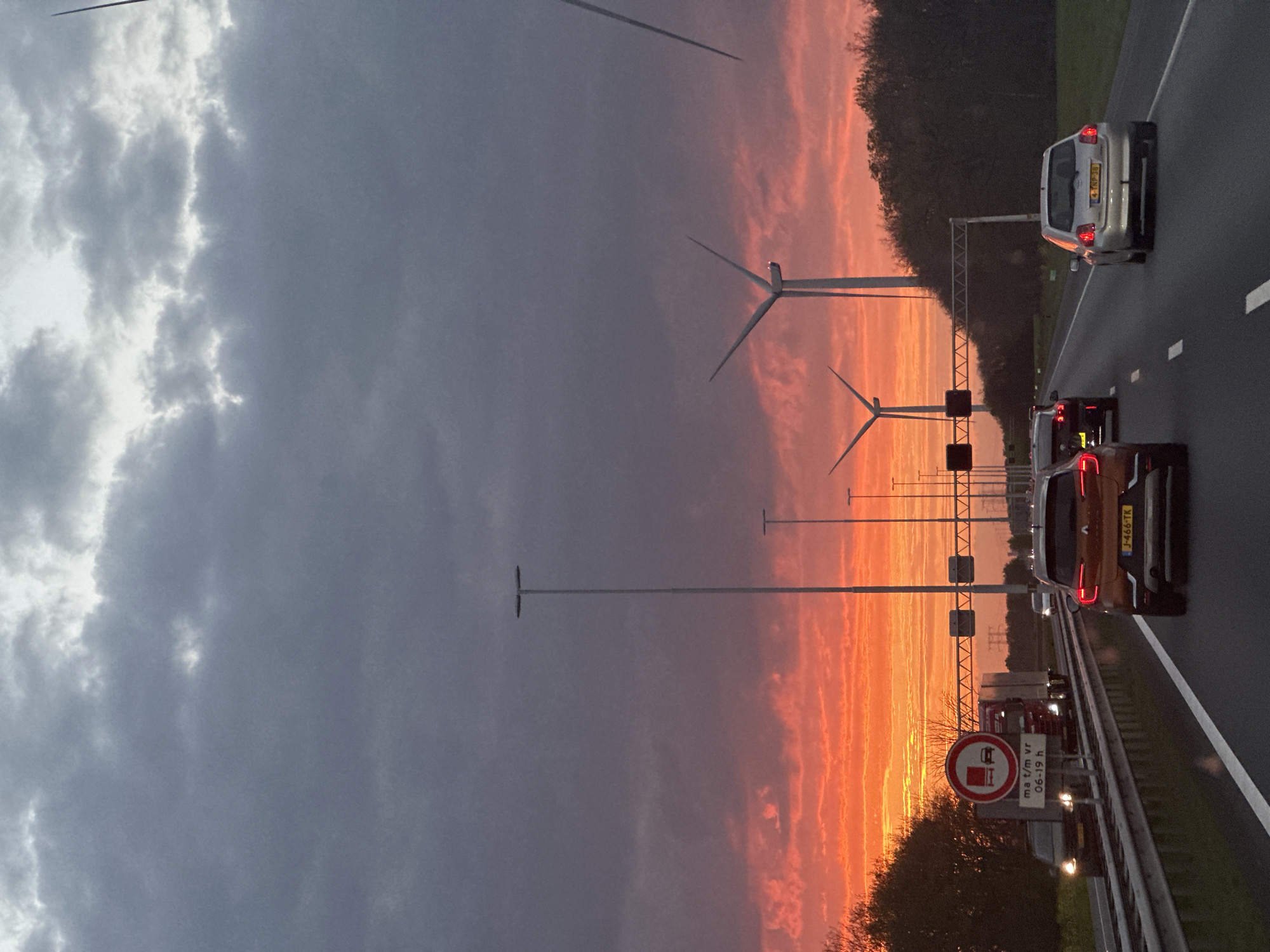 Sunset highway scene captured near Oirschot, Netherlands