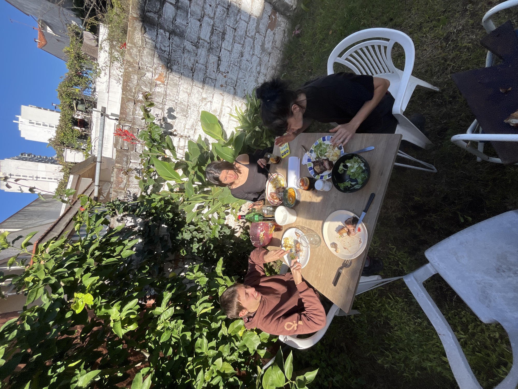 Outdoor dining and cyclist spotted in Florida, Argentina