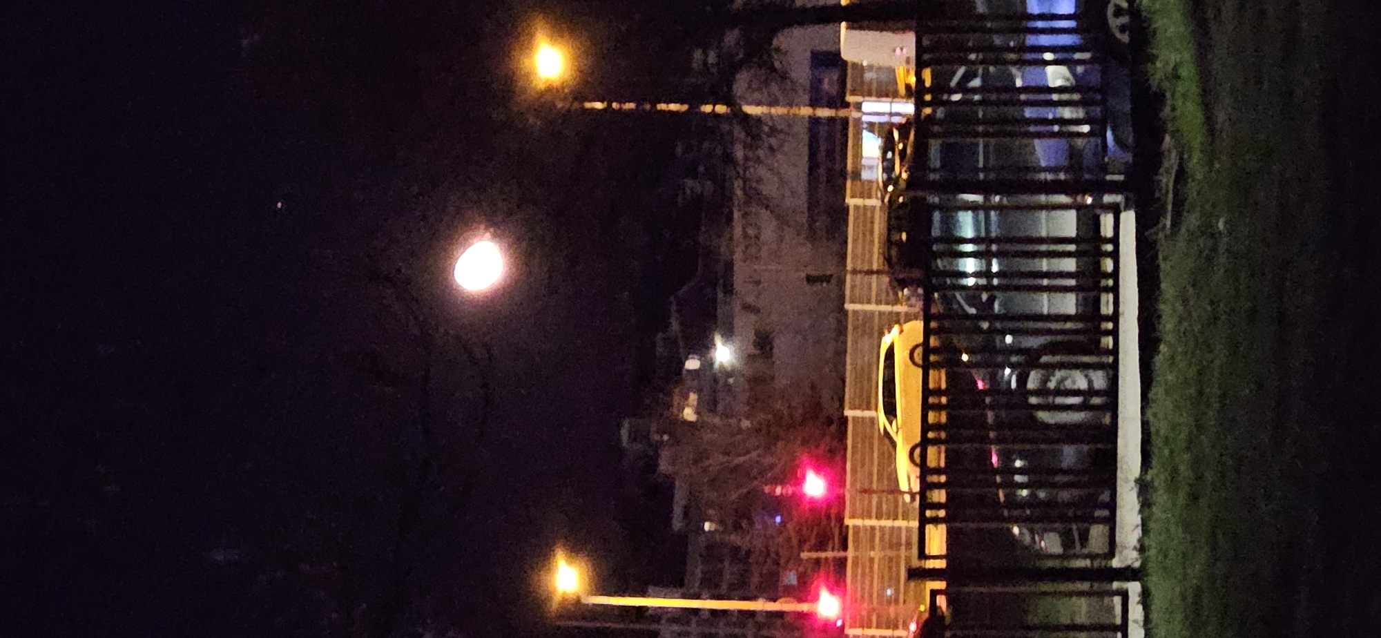 Bright moon illuminates Sofia street scene on April evening