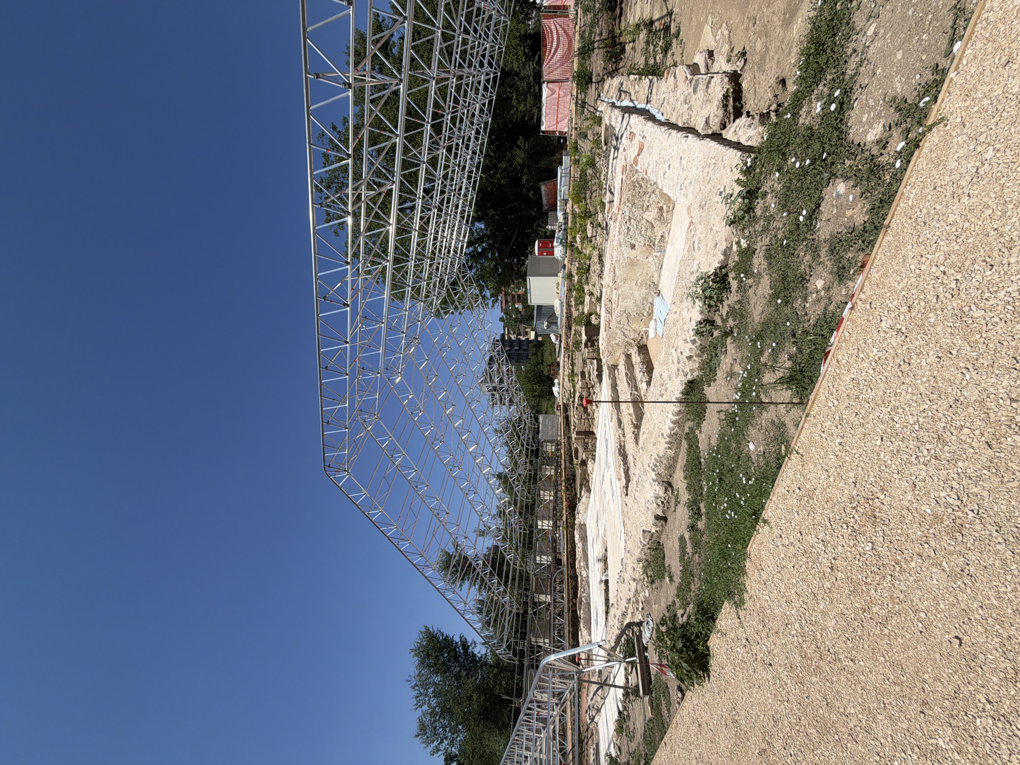 Ancient ruins get a protective roof structure during active site work