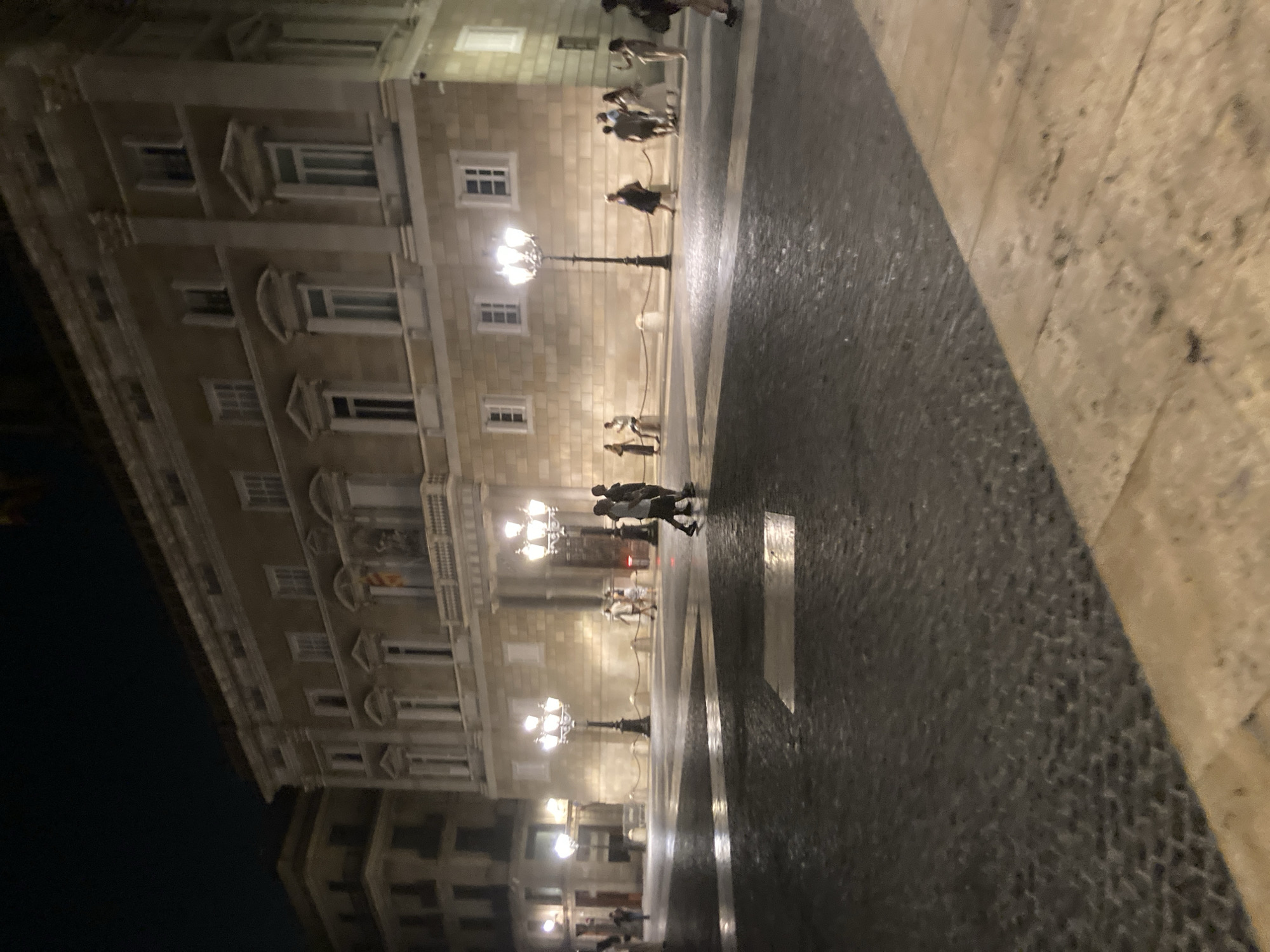 Barcelona's Gothic Quarter at night, shutters down and streets quiet