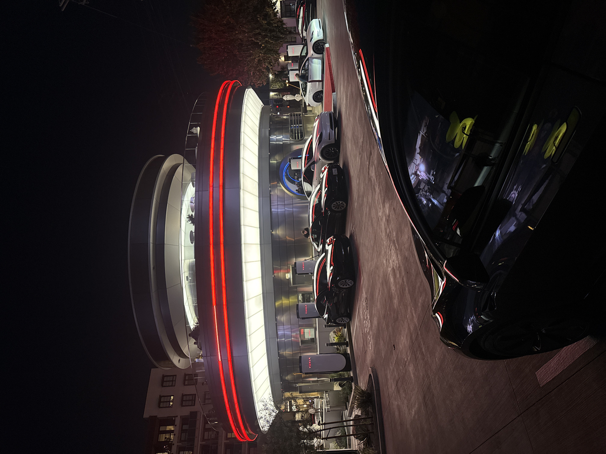 Charging the Future: Nightlife at West Hollywood's Tesla Supercharger