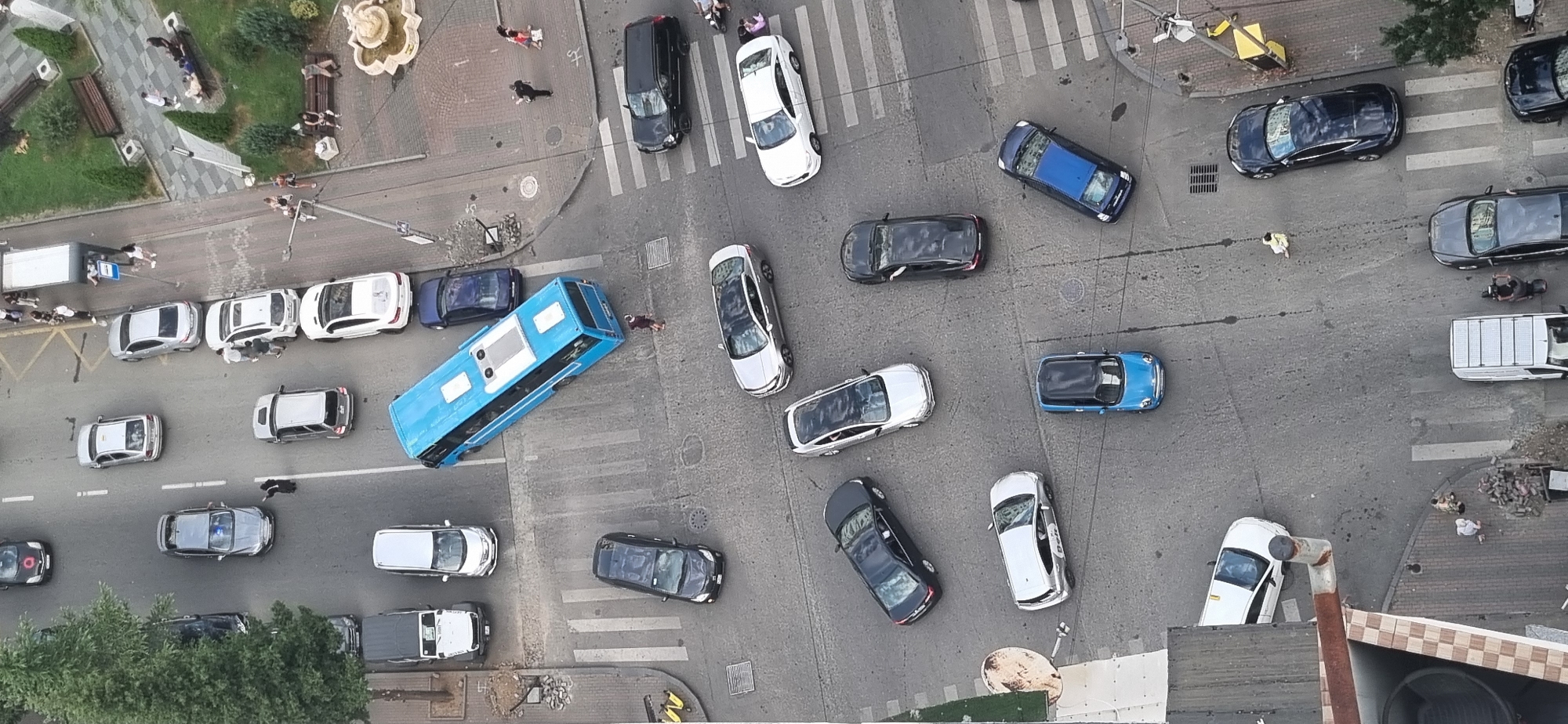 Aerial view of a busy Batumi intersection, Georgia