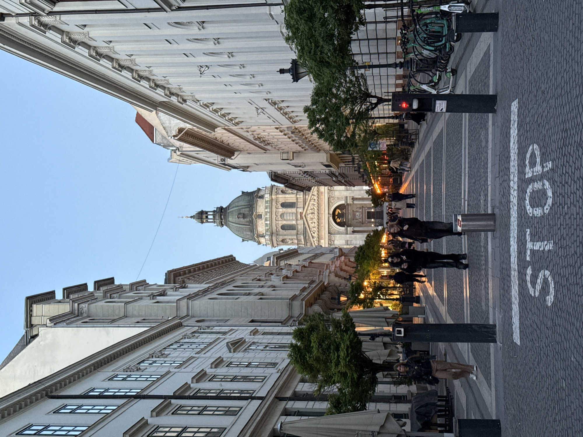 Street view captured near St. Stephen's Basilica in Budapest