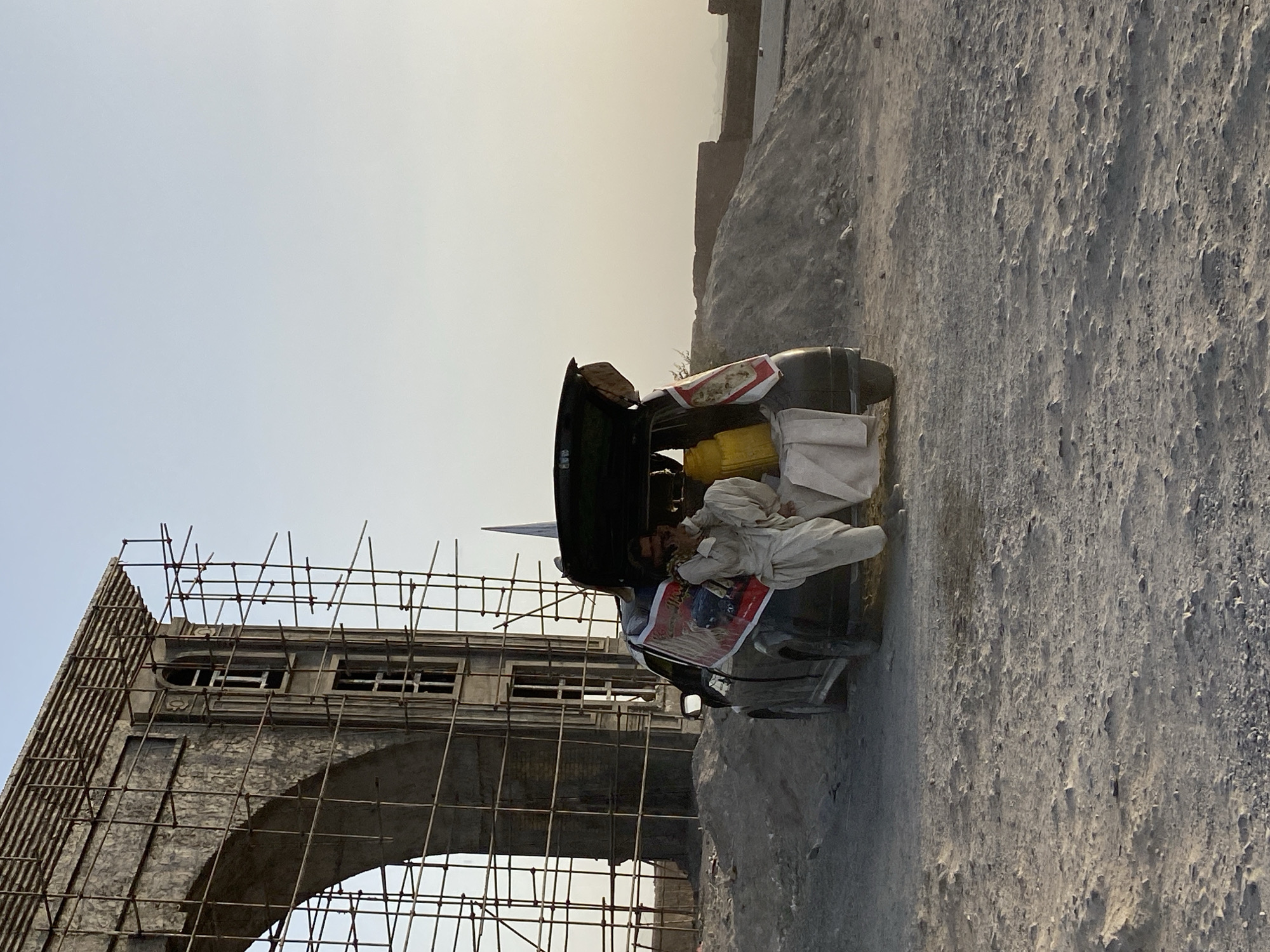 Construction underway beside a travel route in Gul Kalachah