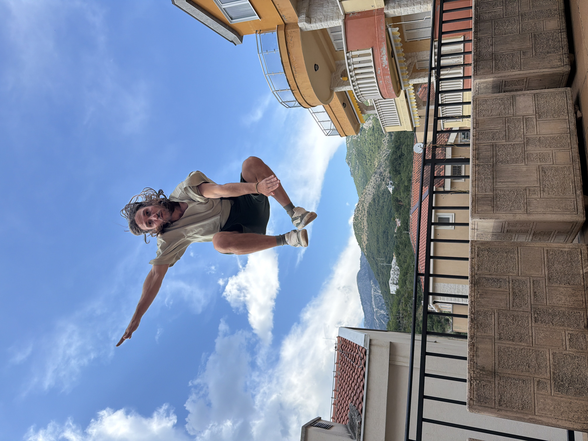 Jumping and coastline views in Pržno, Montenegro