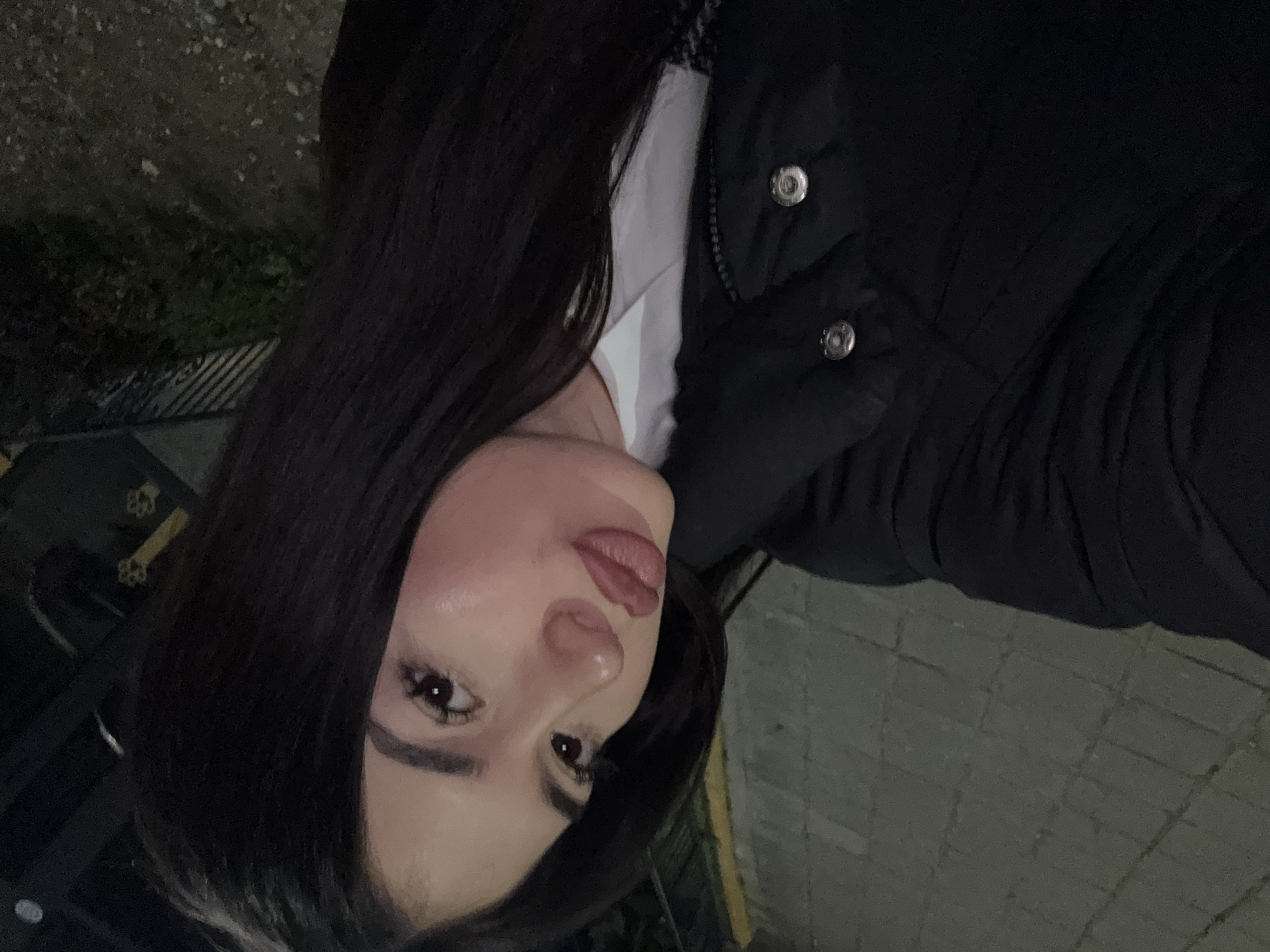 Woman takes multiple nighttime selfies in Plovdiv, Bulgaria