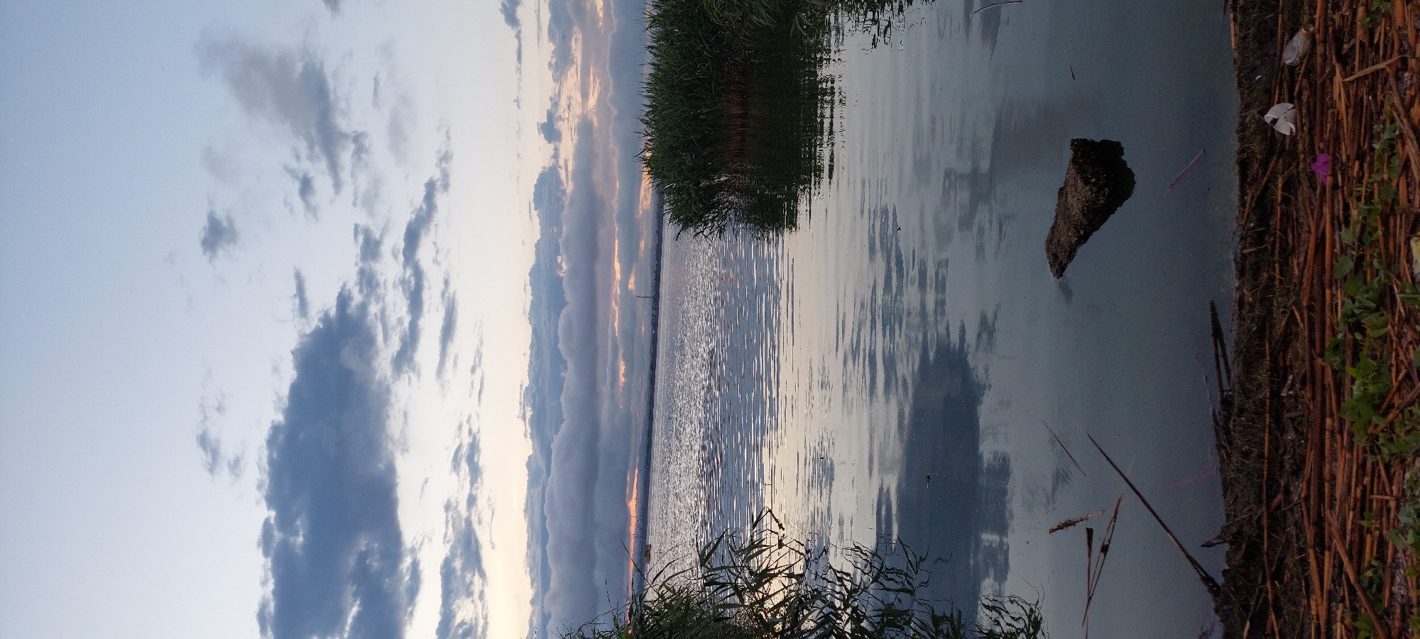 Peaceful twilight waterscape observed in Burgas, Bulgaria