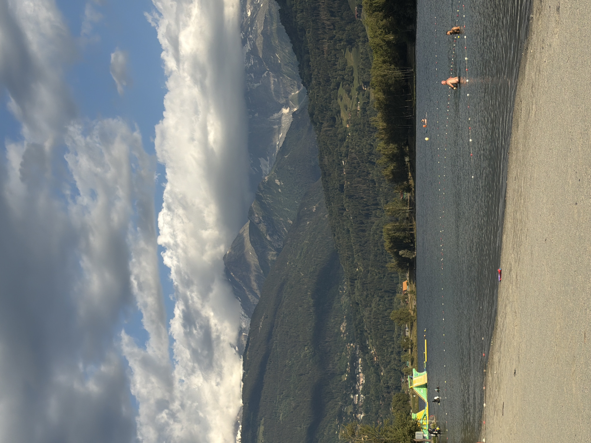 Summer afternoon at Lac de Passy's sandy beach