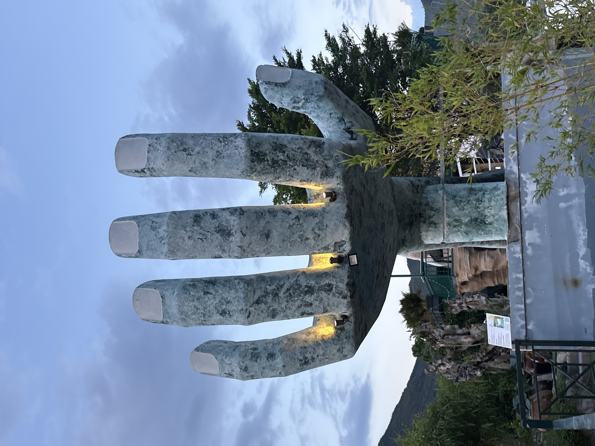 Giant hand sculpture rooftop attraction in Nha Trang