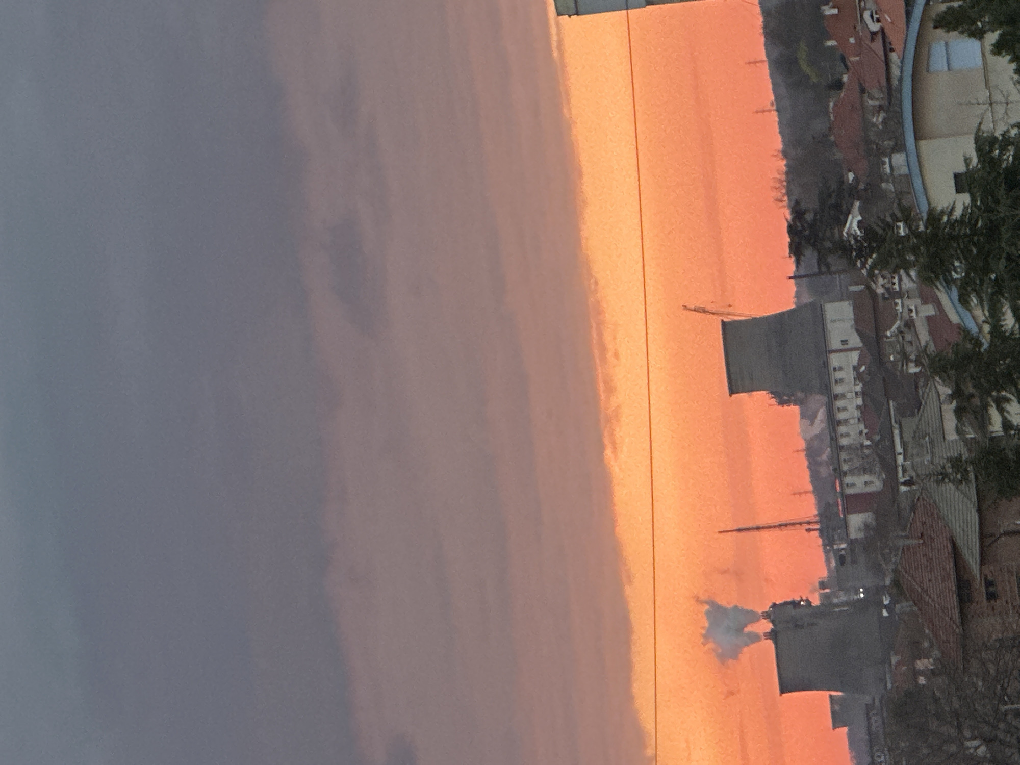 Sunset observed over Dimitrovgrad cityscape, Bulgaria