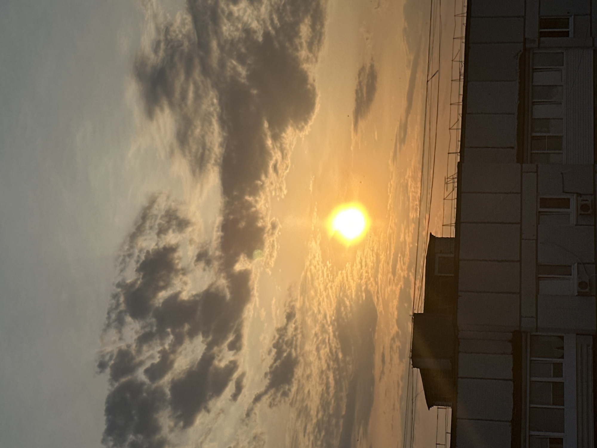 Sunset observed in urban Chaikovsky, Russia