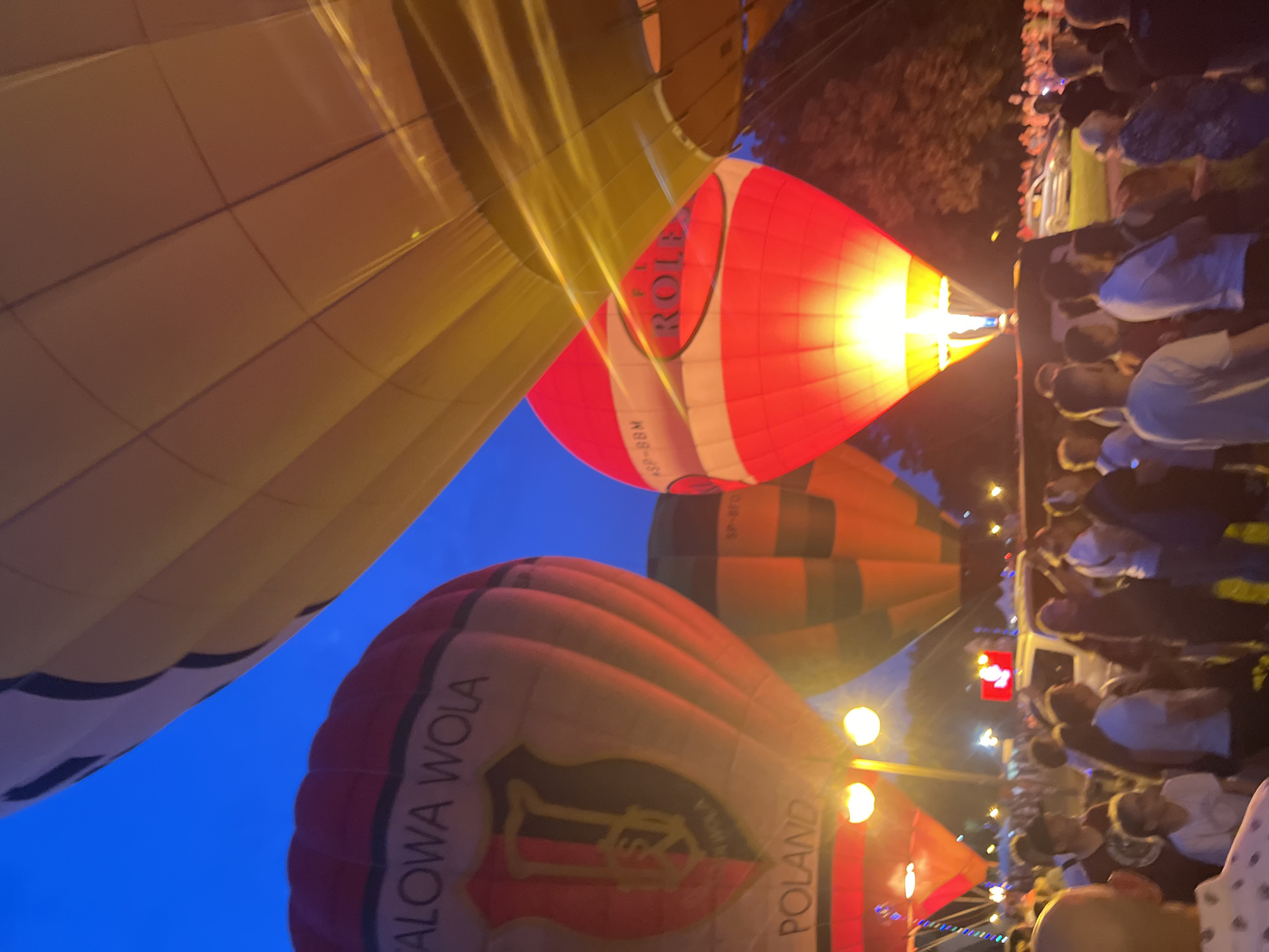 Hot air balloons light up the night sky in Tychy, Poland
