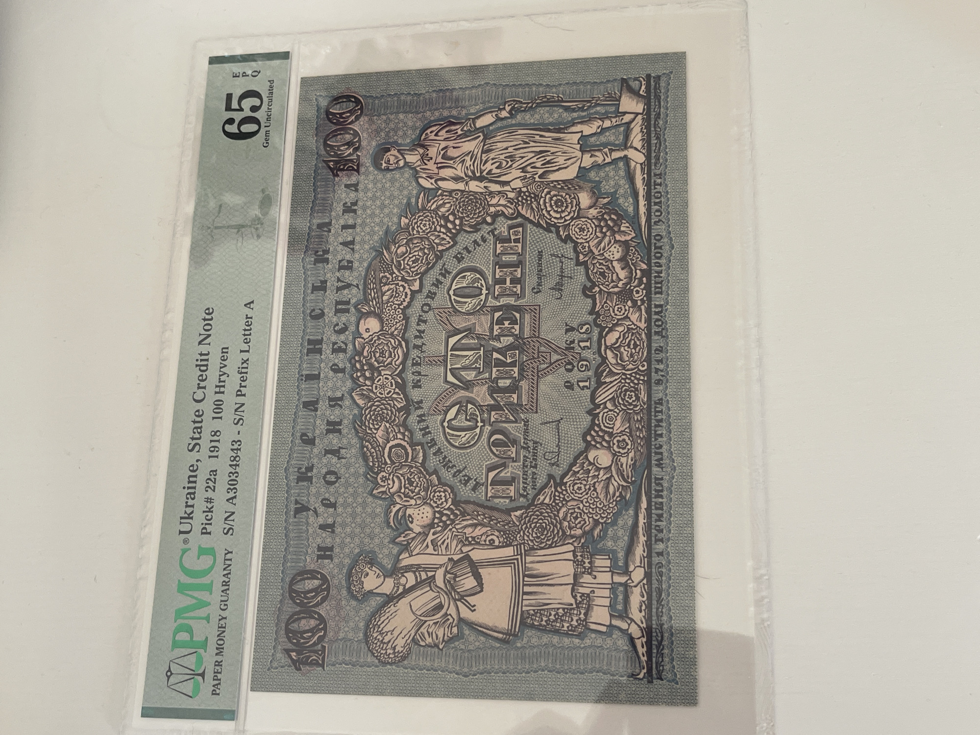 Historical 1918 Ukrainian banknote documented in Polish city