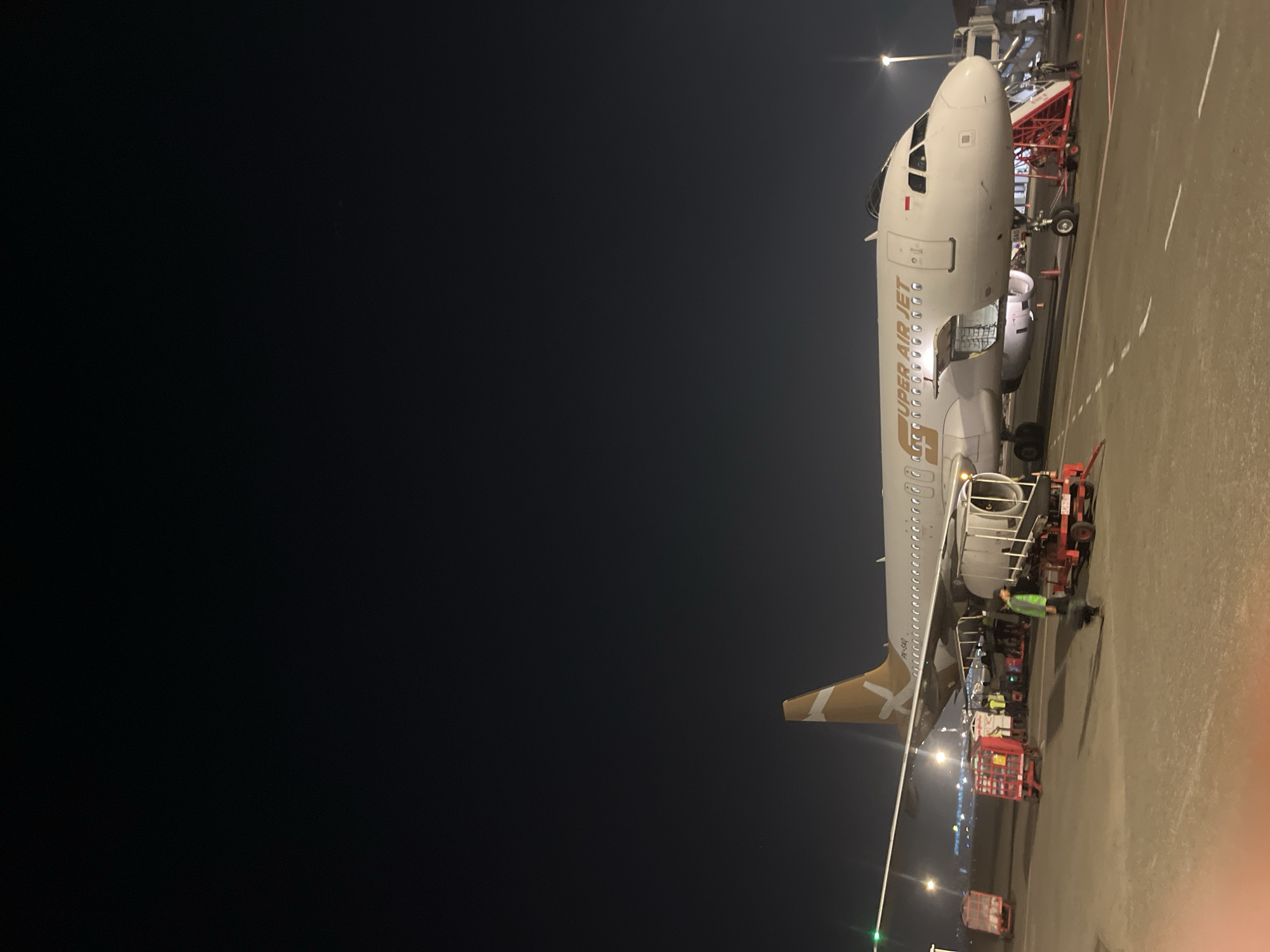 Night aircraft servicing operations observed at Tangerang airport