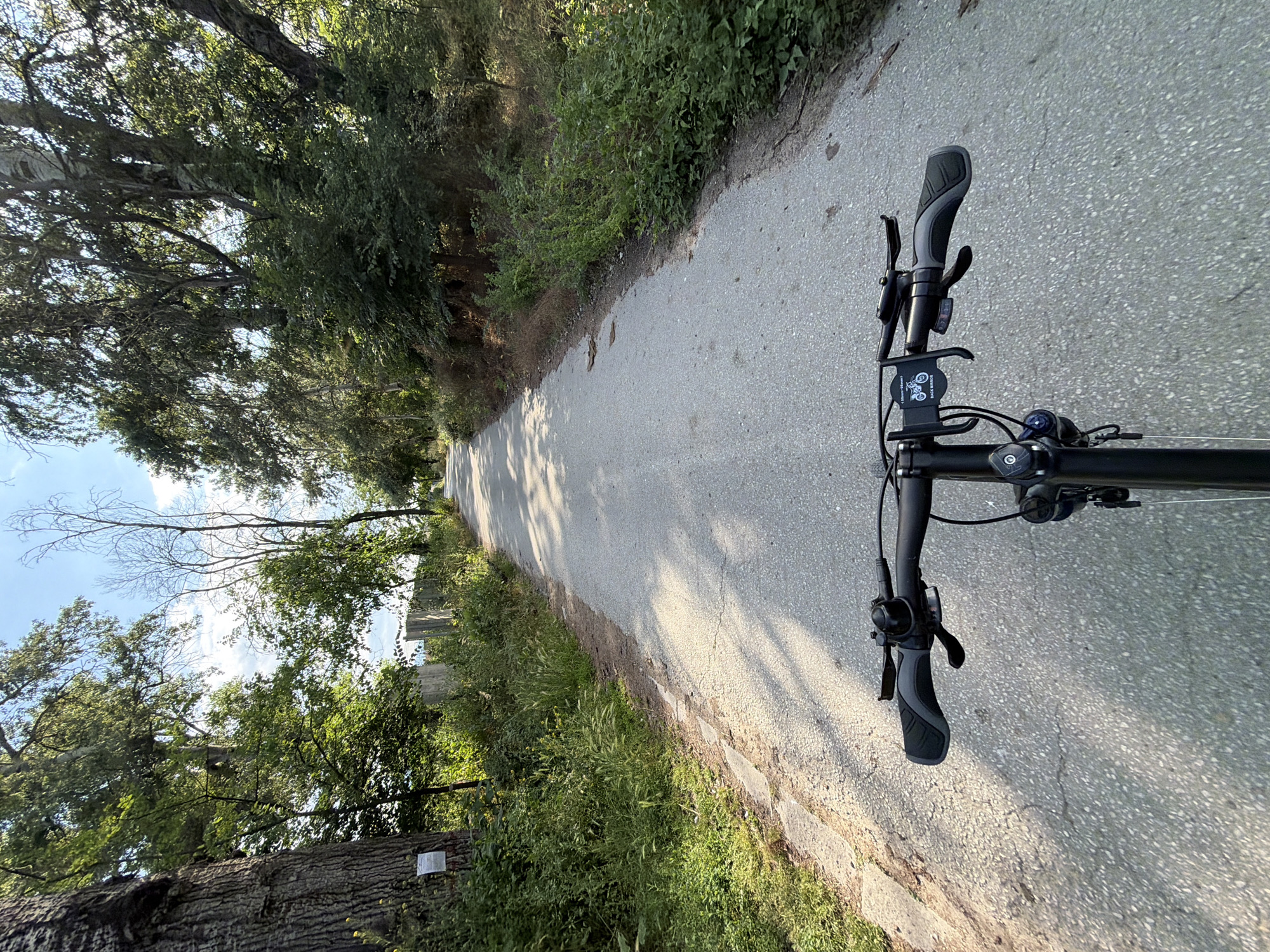 Cyclist documents peaceful journey along Plovdiv's tree-lined Rowing Canal path