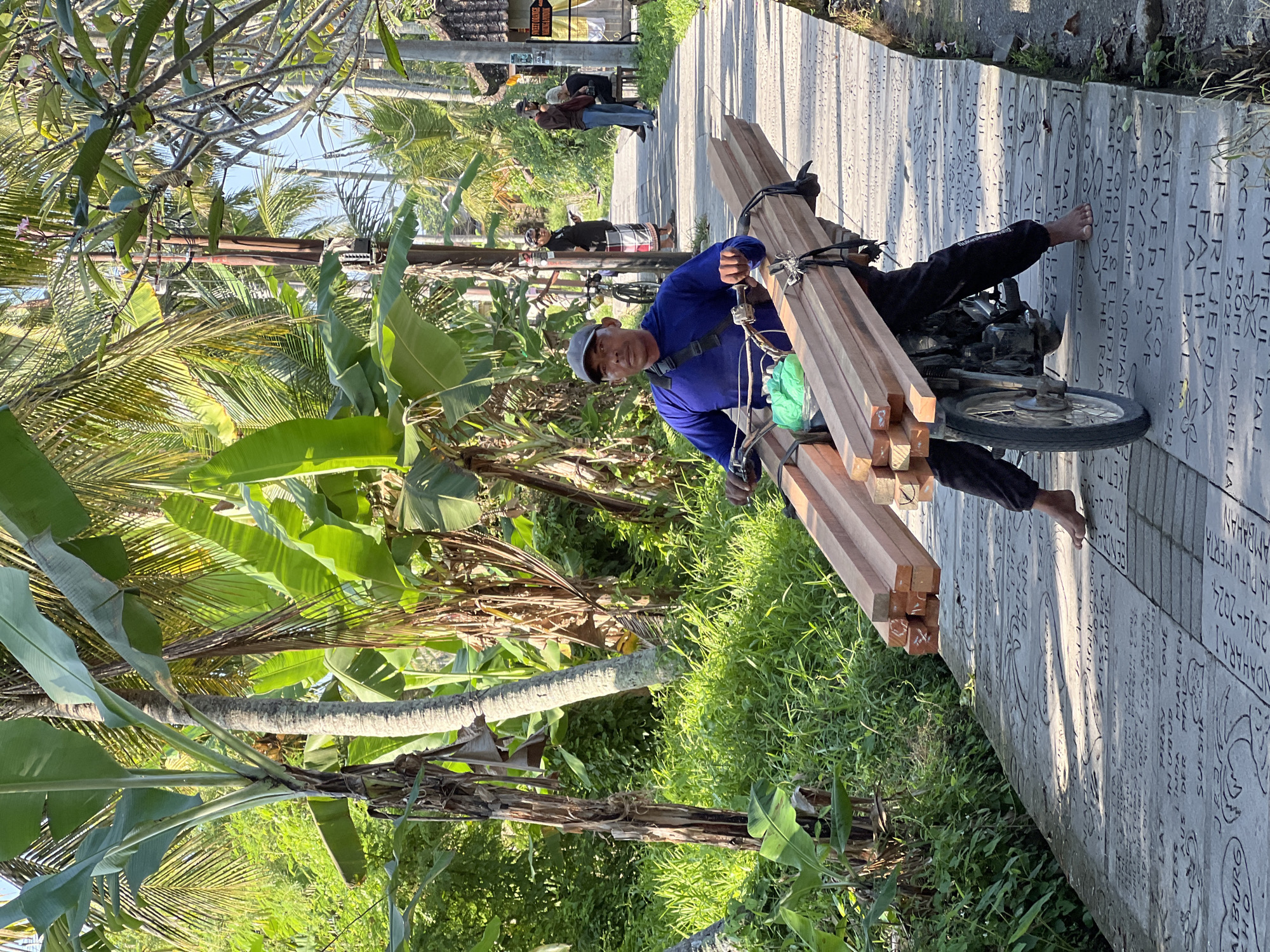 Morning farm work across Ubud's rice paddies and coconut groves