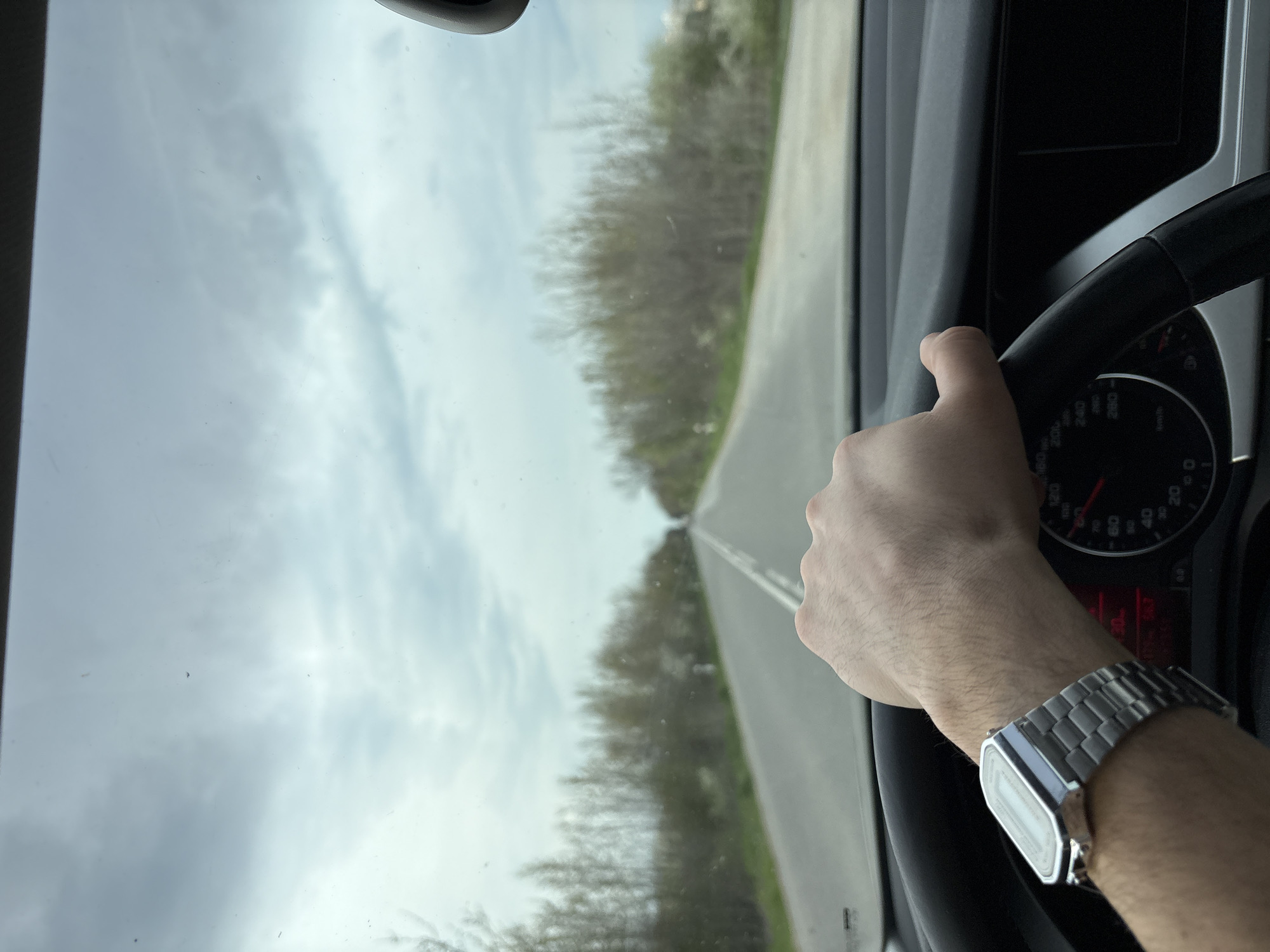 Driver's perspective captured on rural Bulgarian road