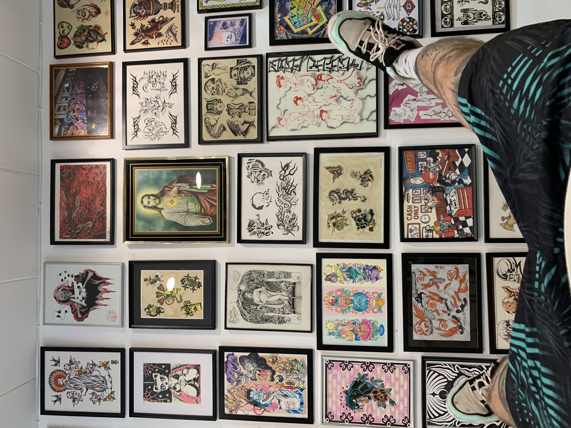Art collection with tattoo flash, skull artwork documented Barcelona