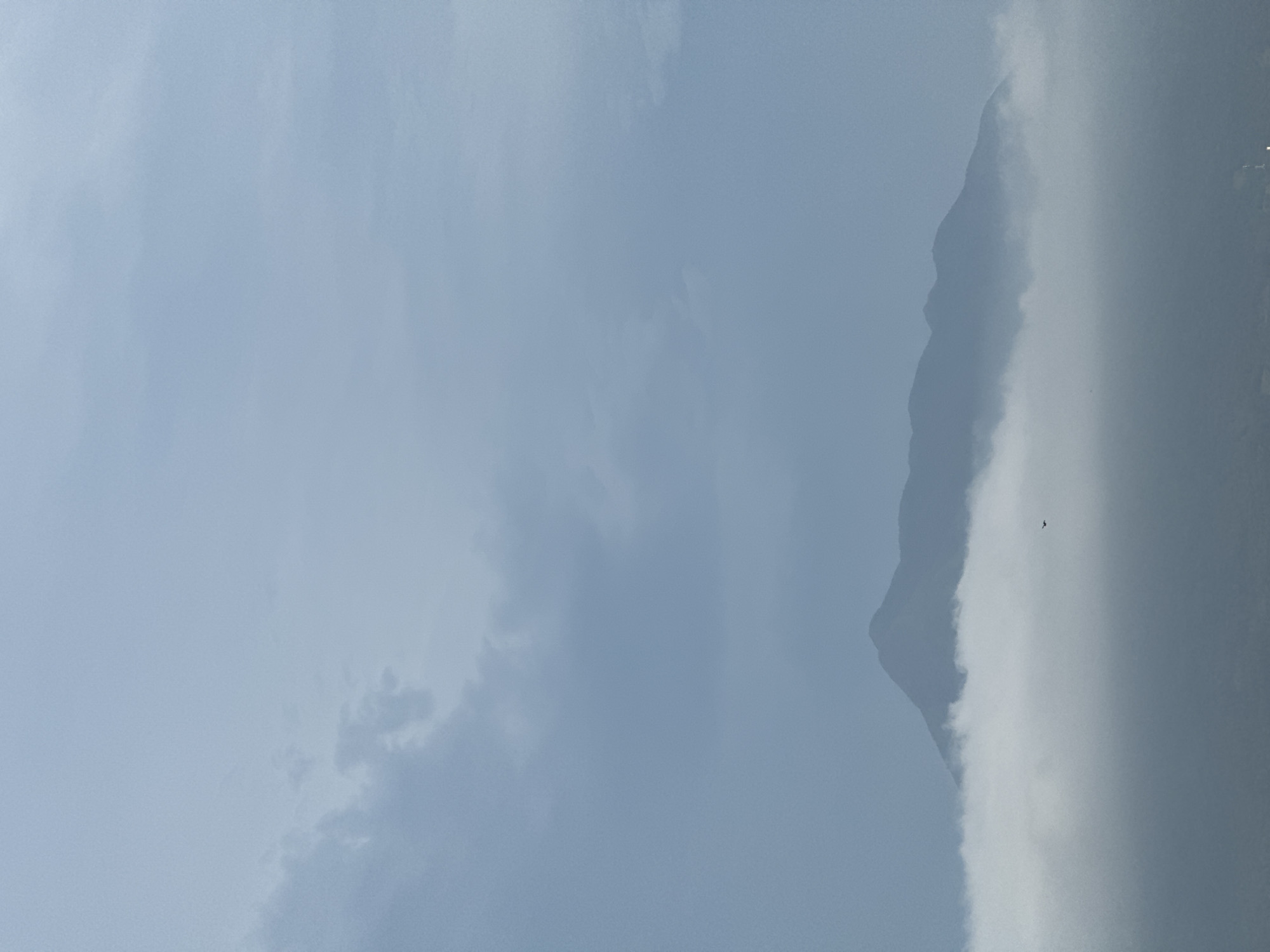 Mountain peaks and overcast skies on a cloudy afternoon