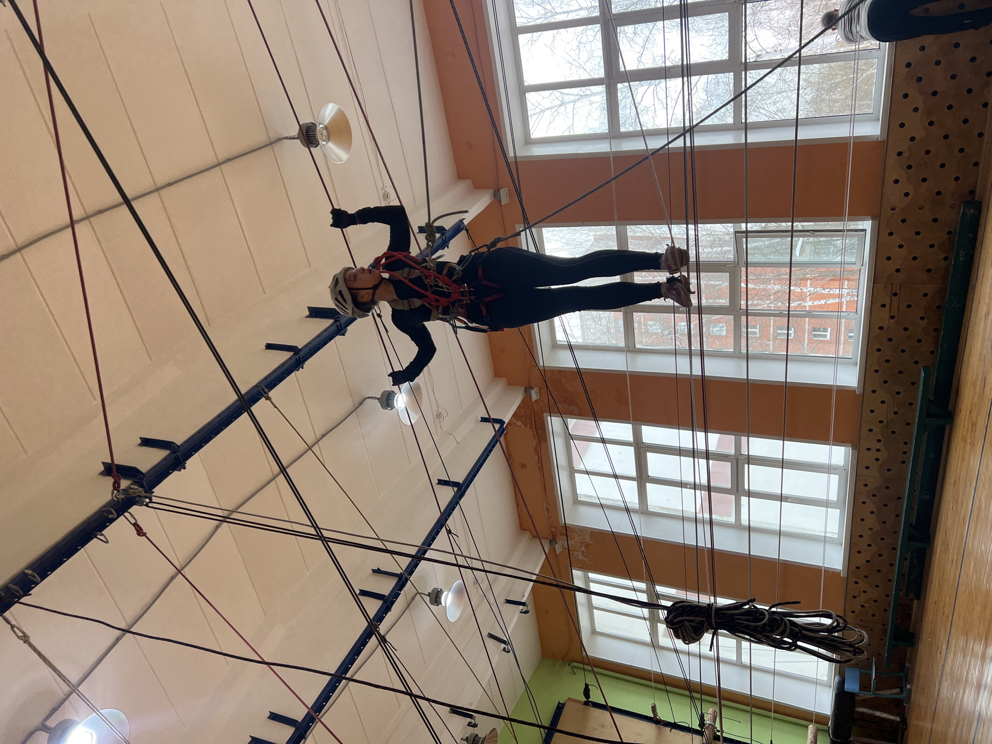 Indoor climbing activities observed at Chaikovsky gymnasium facility