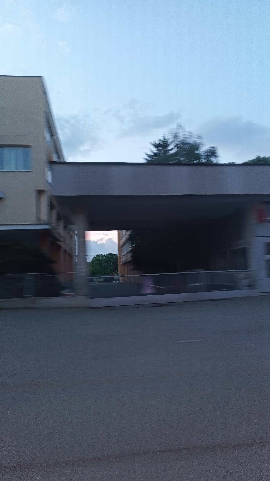 Evening drive documented through Karnobat, Bulgaria streets