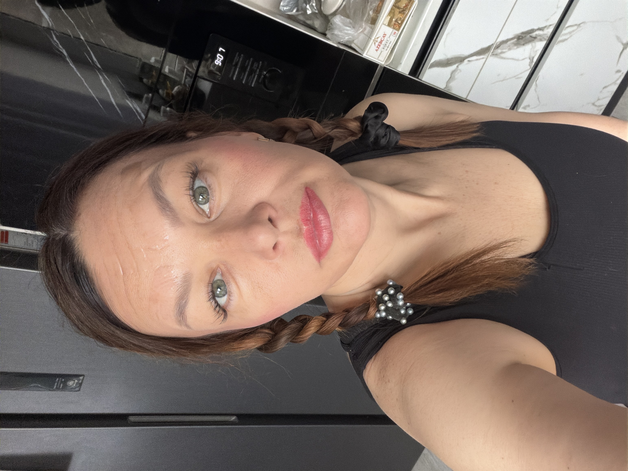 Woman takes early morning selfie in Chaikovsky, Russia