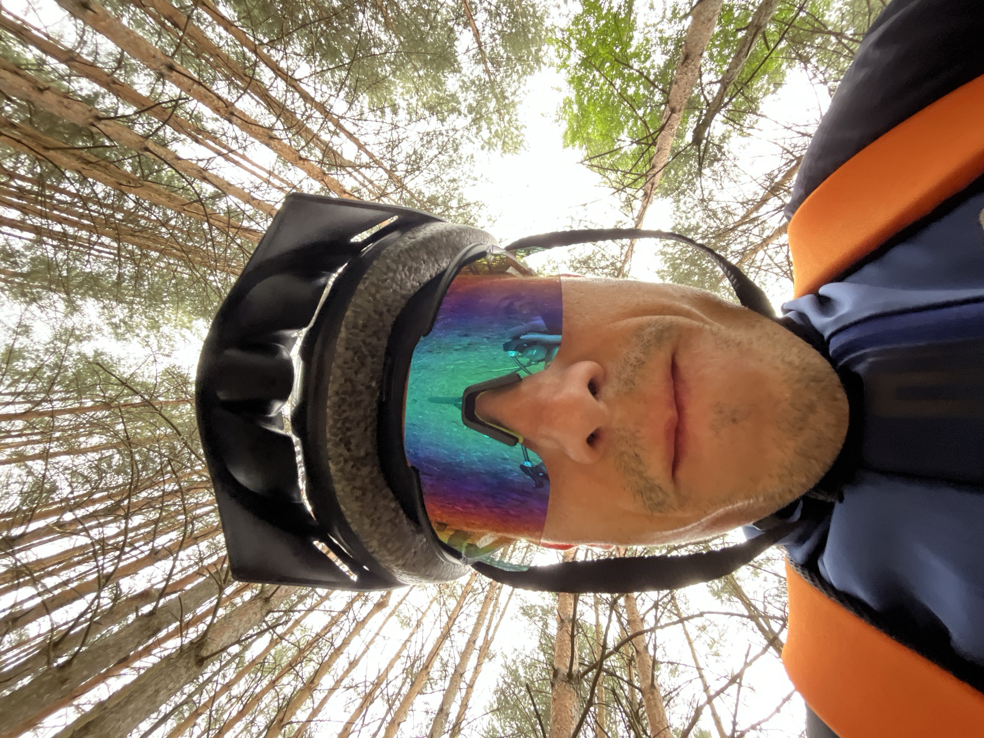 Cyclist spotted riding through trees in Chaikovsky, Russia