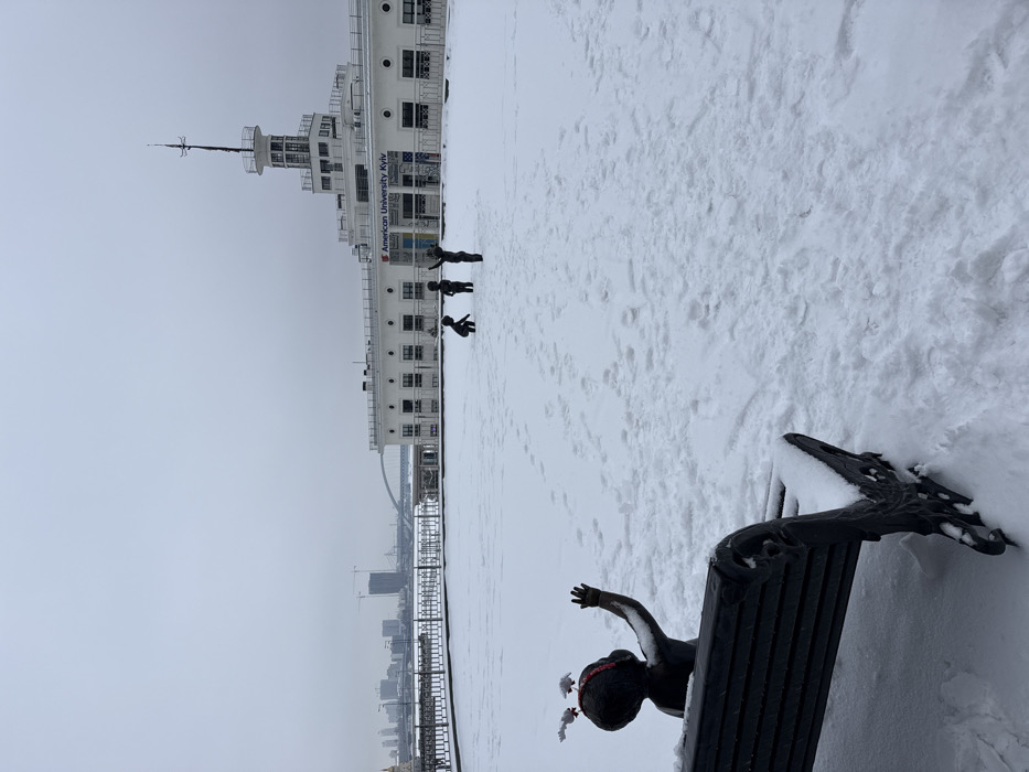 Winter snow blankets central Kyiv landmarks and parks